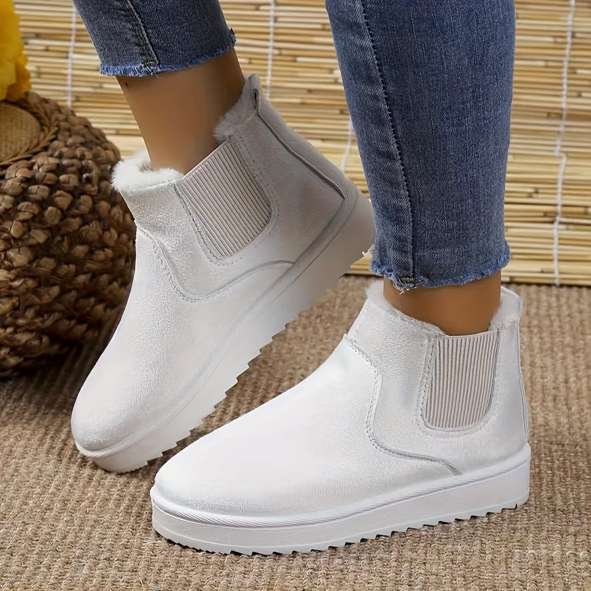 Cozy Women's Ankle Boots - Soft Plush Lined, Slip-On Design, Comfortable Winter Boots with Casual Style, Perfect for Cold Weather - LuxyXO