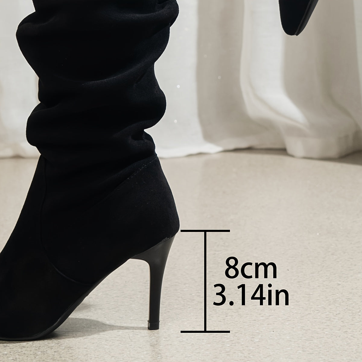 Chic Black Velvet Stiletto Boots for Women - Pointed Toe, High Heel Long Boots with Slim Fit Design