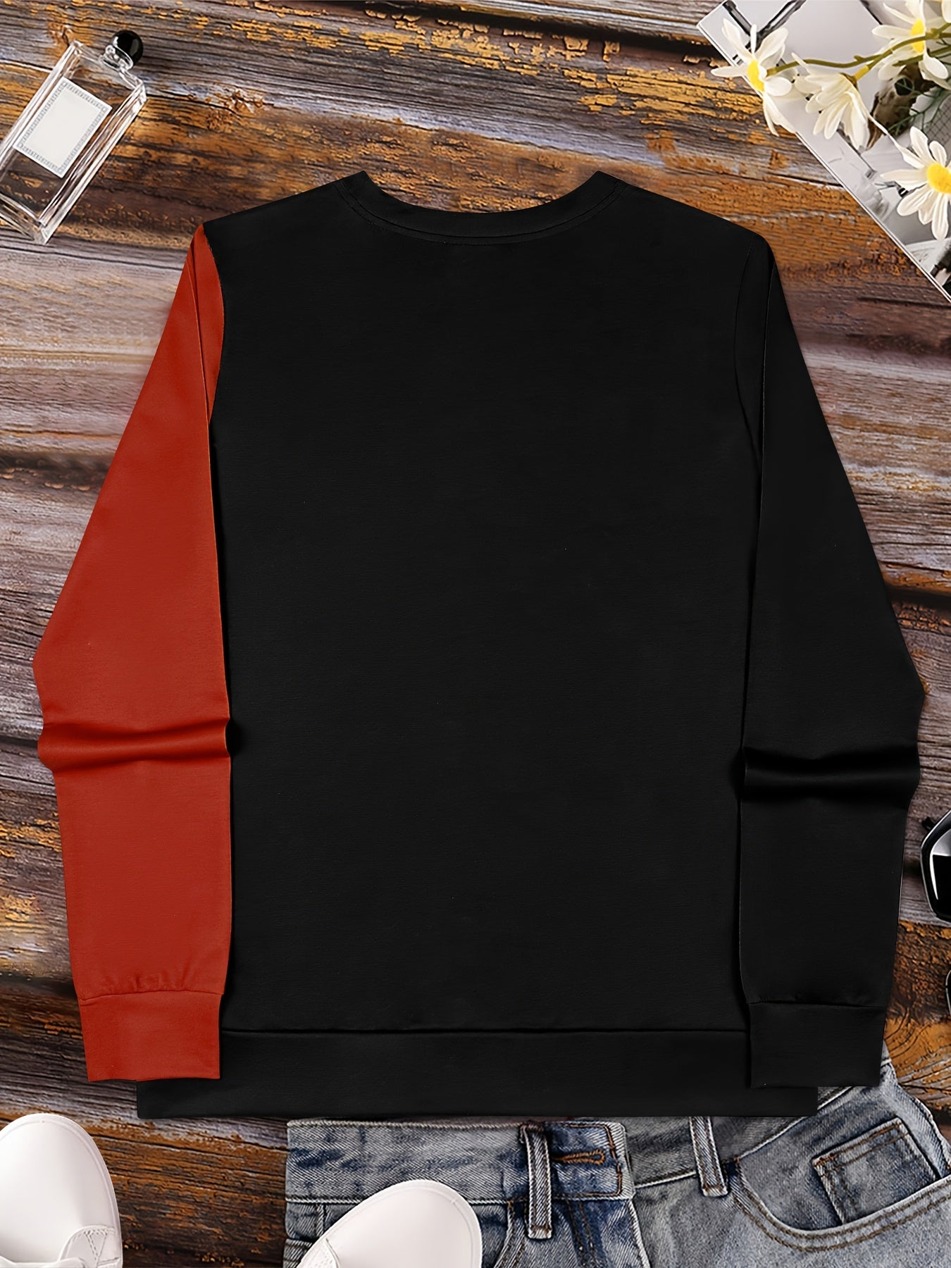 Vibrant Day of the Dead Punk Skull & Floral Print Sweatshirt - Soft, Casual Crew Neck Long Sleeve Pullover for Fall/Winter Fashion with Relaxed Fit and Cozy Fabric