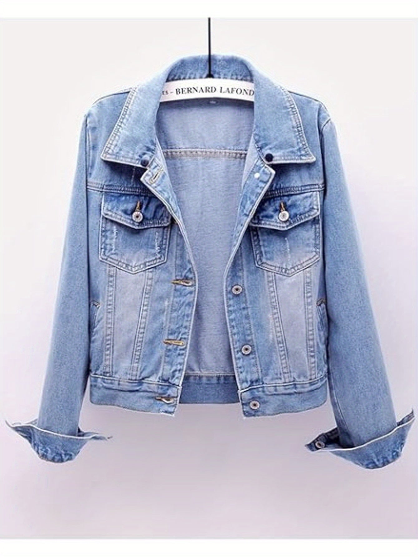 Women's Casual Denim Jacket with Detachable Hood - Button-Down, Fleece Lined for Warmth, Cotton Blend