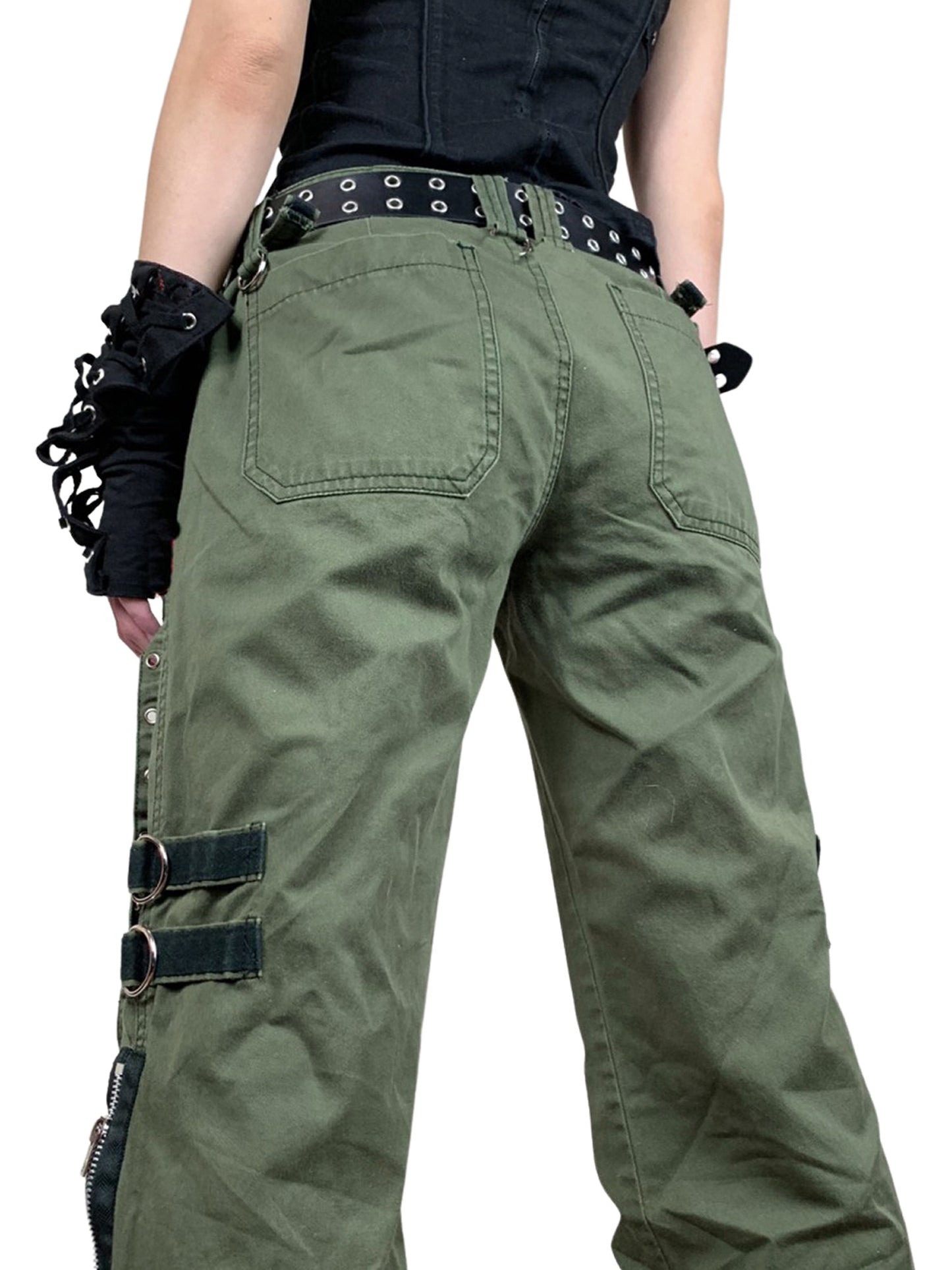 Women Gothic Cargo Pants Casual Loose Low Waist Trousers Wide Leg Baggy Jeans Harajuku Punk Trousers Halloween Streetwear