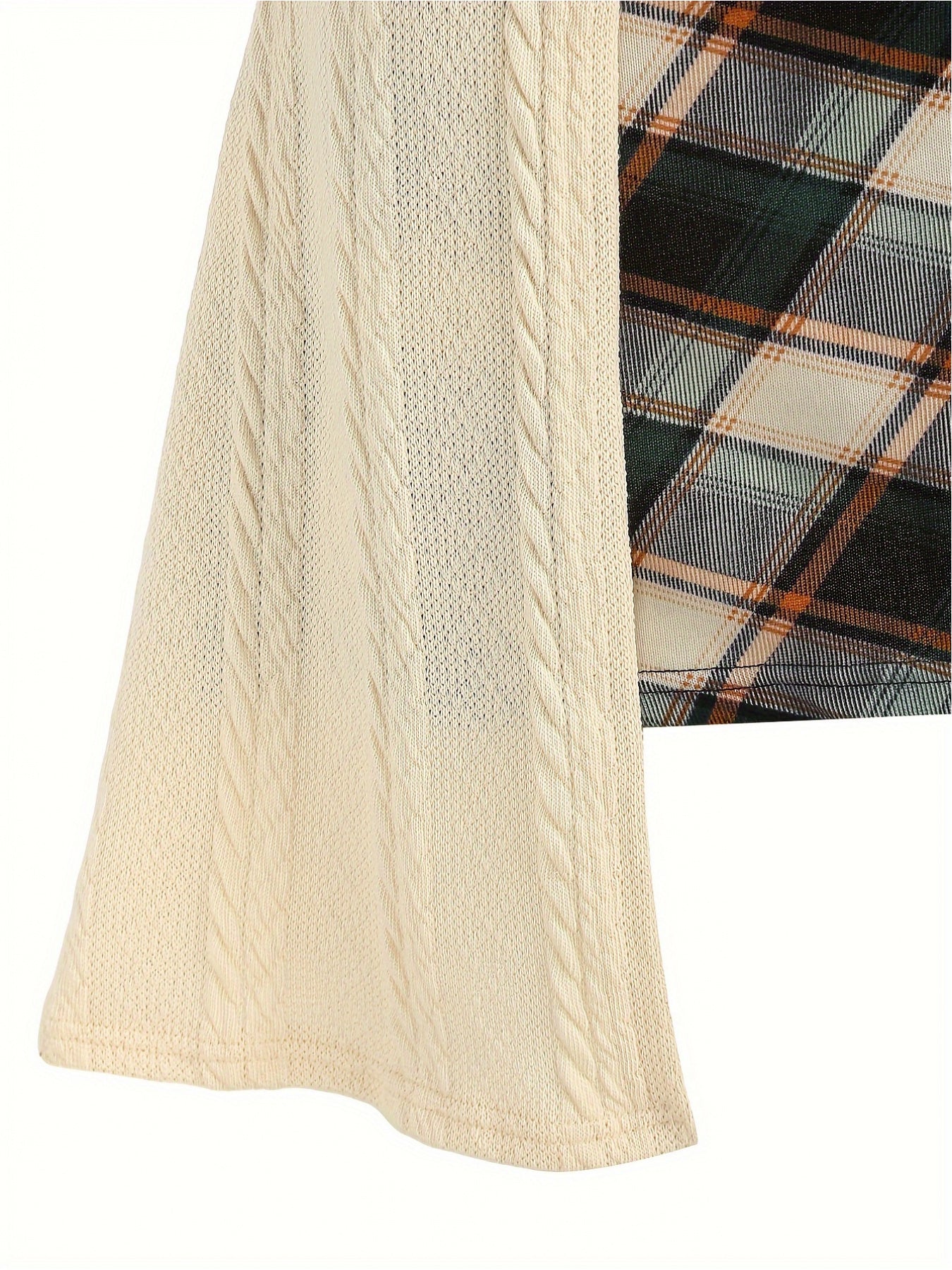 Stylish 2-in-1 Plus Size Plaid Pattern Long Sleeve Dress - Elegant Women's Plus Size Clothing for Spring - Flattering, Comfortable, and Versatile Dress for Curvy Women