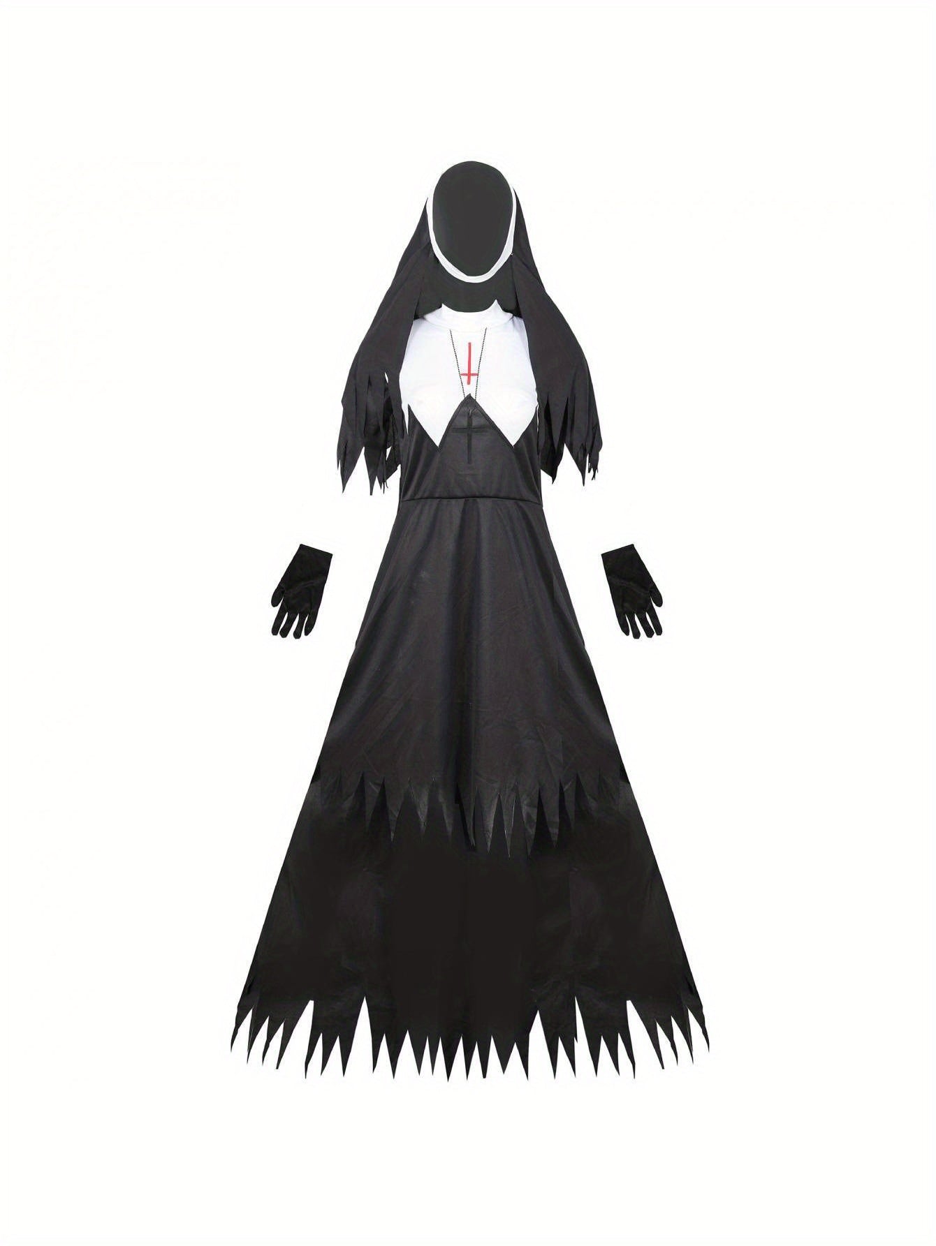 Disfraz de enfermera sangrienta de Halloween para mujer, vestido de enfermera de manga larga y sombrero, ropa elegante