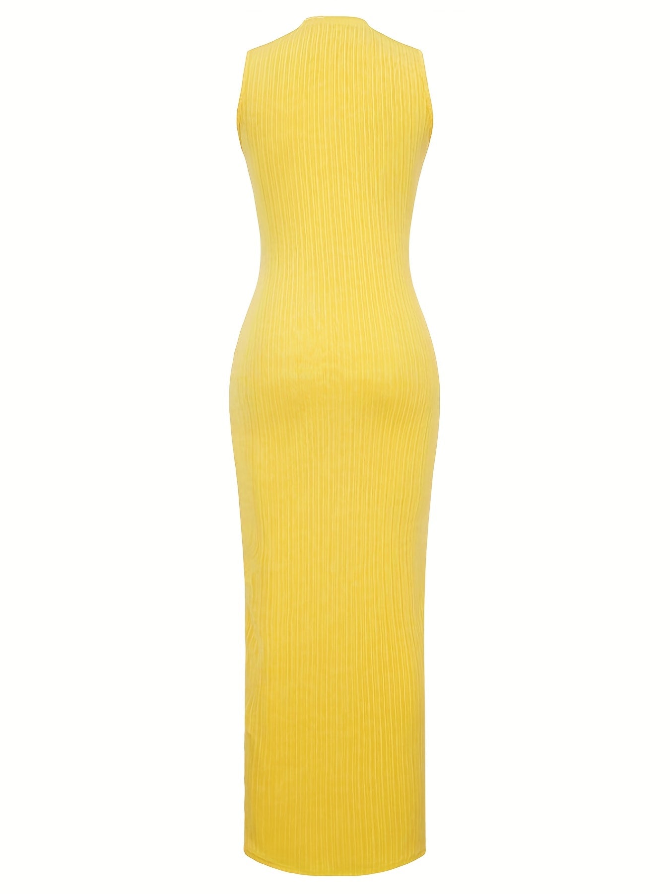 Vestido liso sin mangas, vestido largo ajustado informal con cuello redondo, ropa de mujer