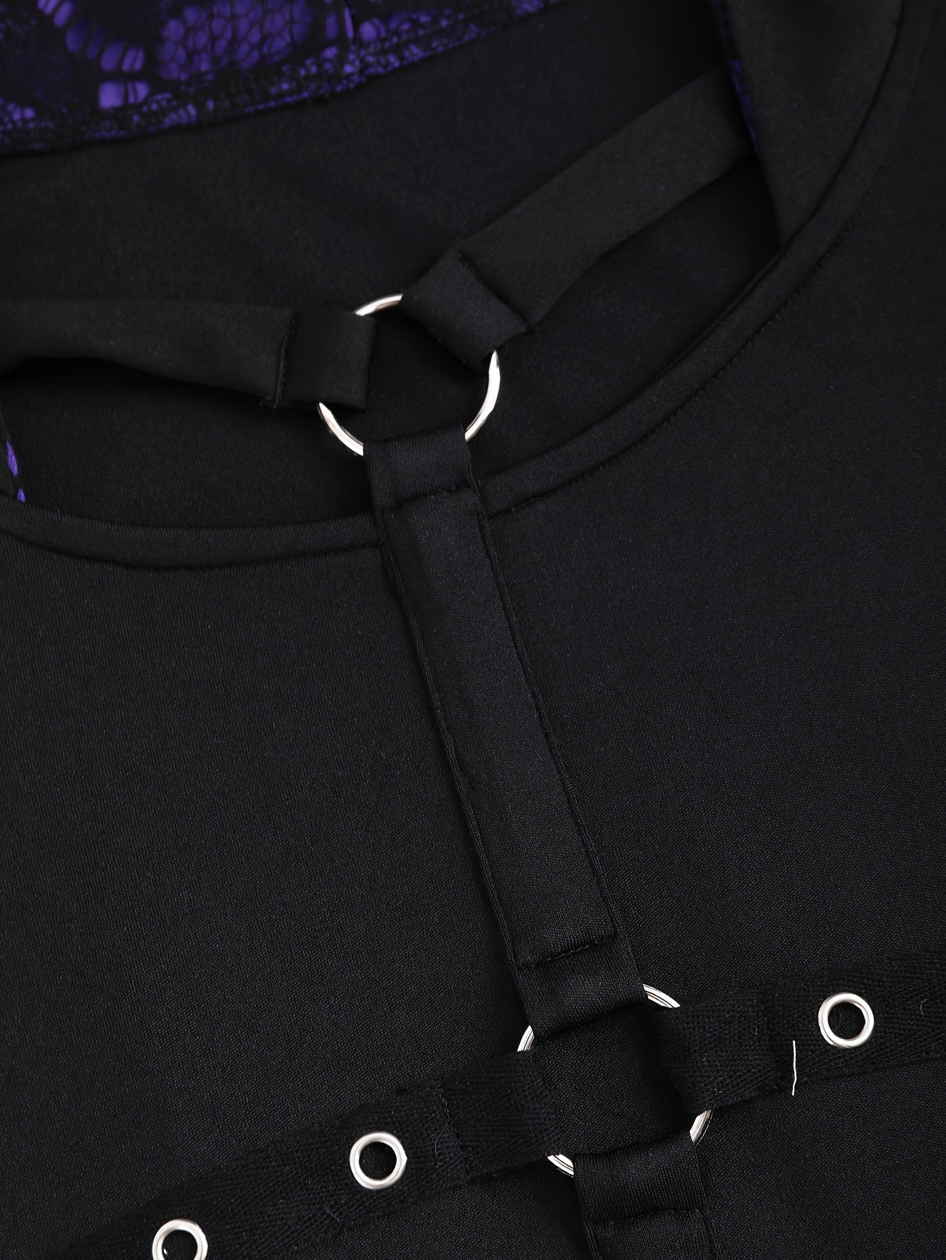 1 vestido elegante de poliéster con capucha, encaje en contraste y estampado de calaveras, manga larga, bloque de color con detalle de aro en forma de O, vestido de patinadora de corte A en tejido de punto para adultos, colección otoño/invierno