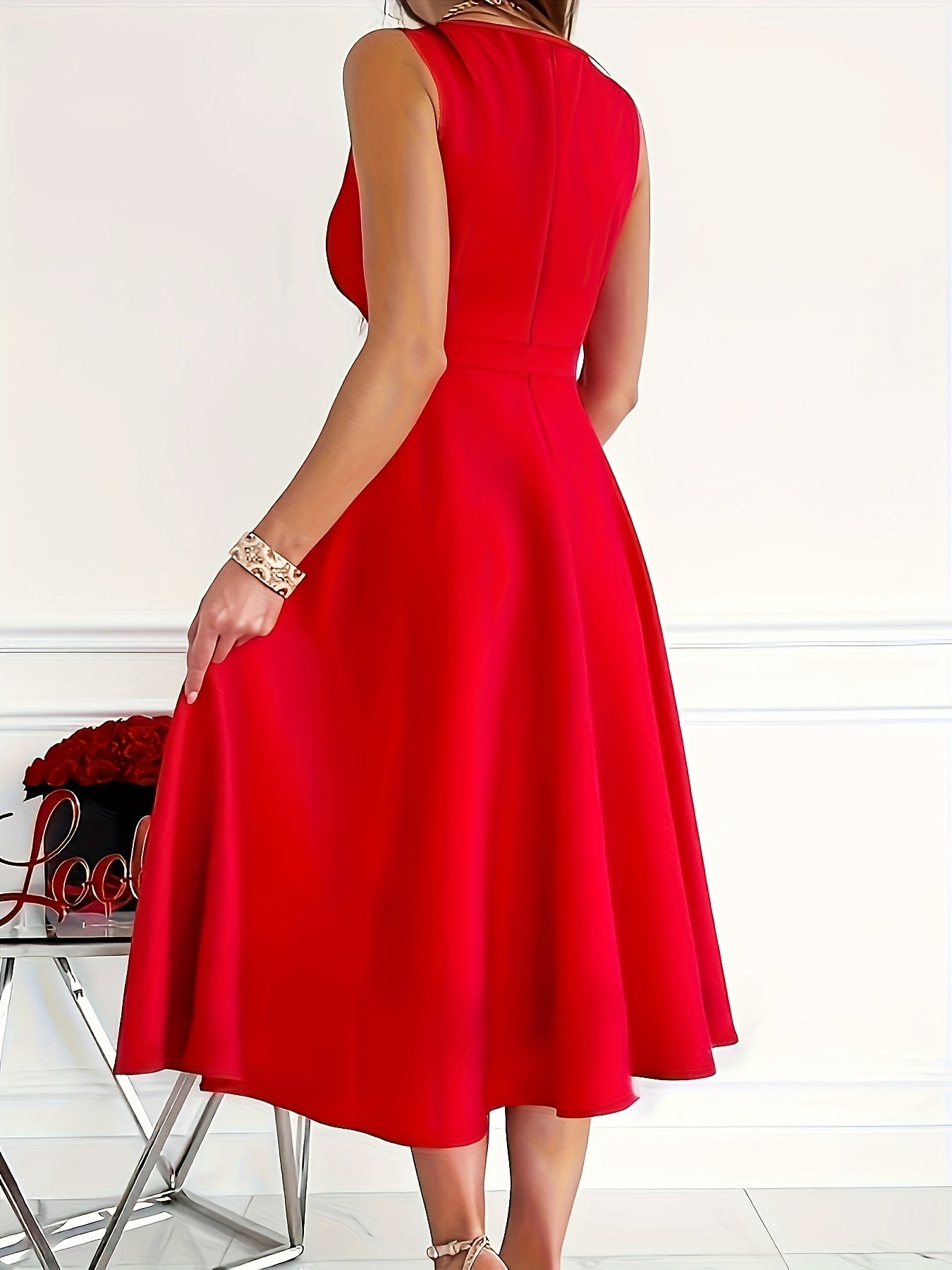 Plus Size Elegant Peplum Tank Dress - Crisscross Neck, Medium Stretch, Solid Color, Casual and Comfortable for Spring, Summer, and Fall - Womens Plus Size Clothing