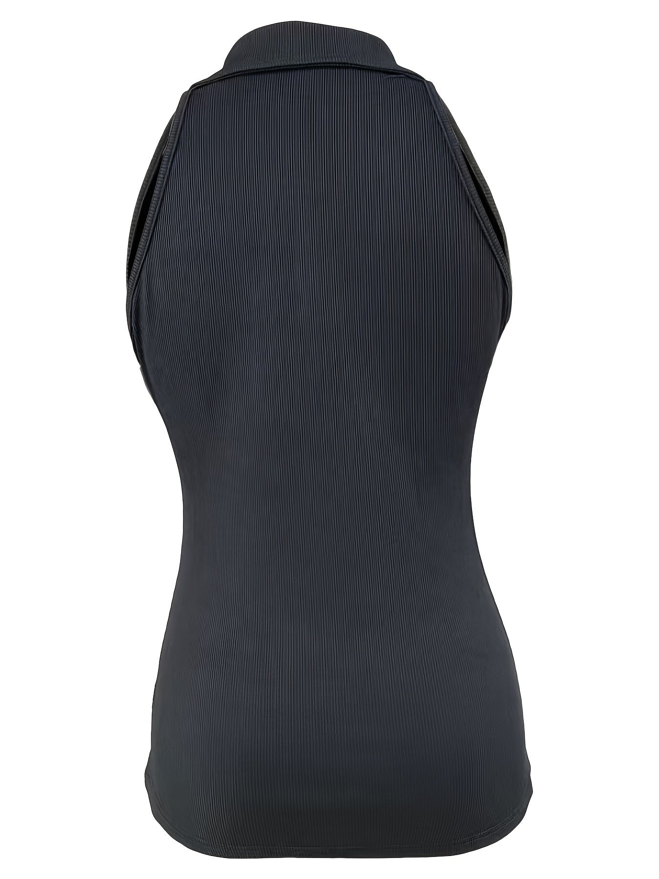 Sexy Ribbed Half Zip Up collar Tank Top