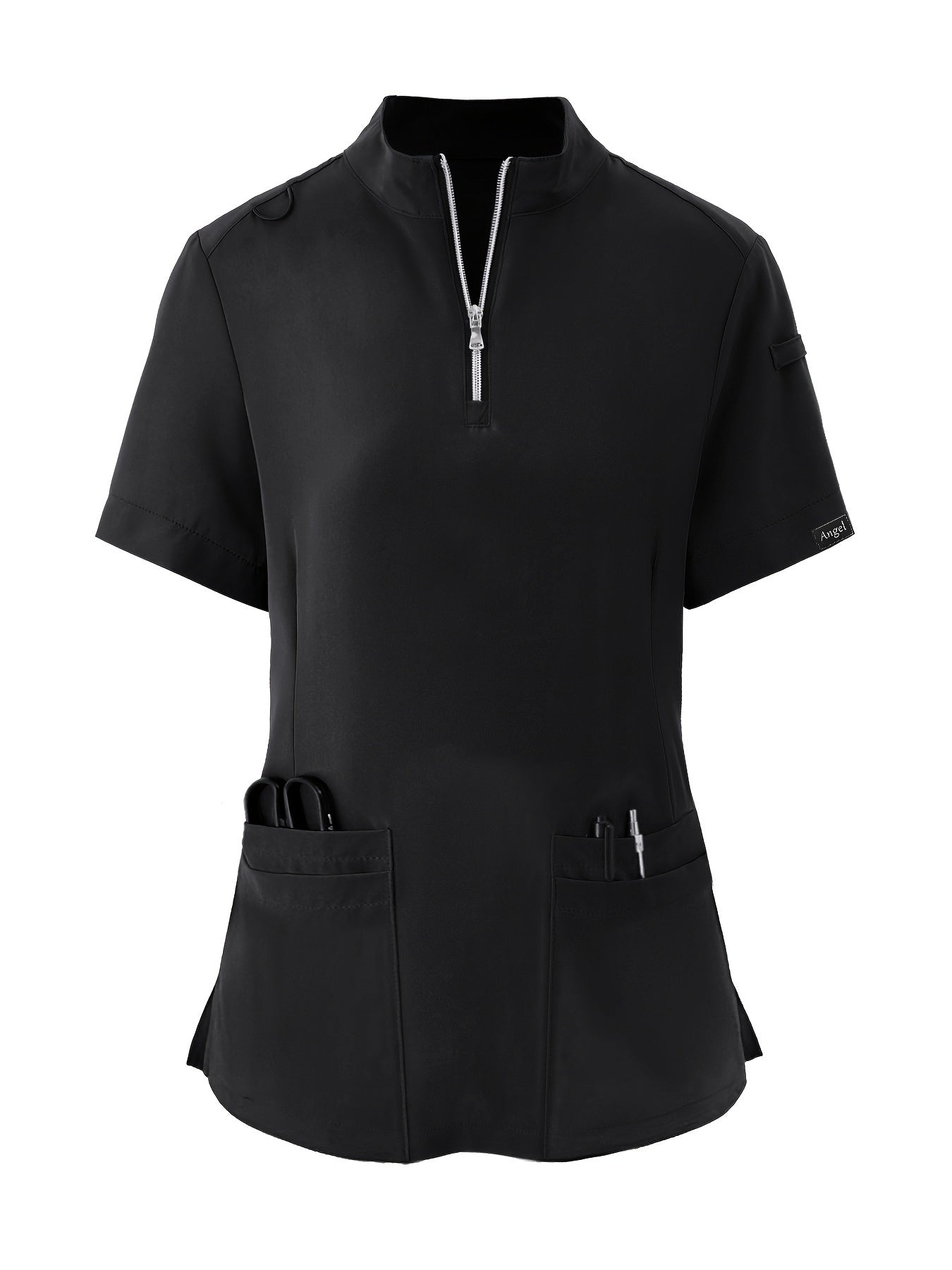 Uniforme de enfermería cómodo y elástico, suave, transpirable, con cierre frontal, manga corta y ajuste relajado para mujeres, ideal para profesionales médicos