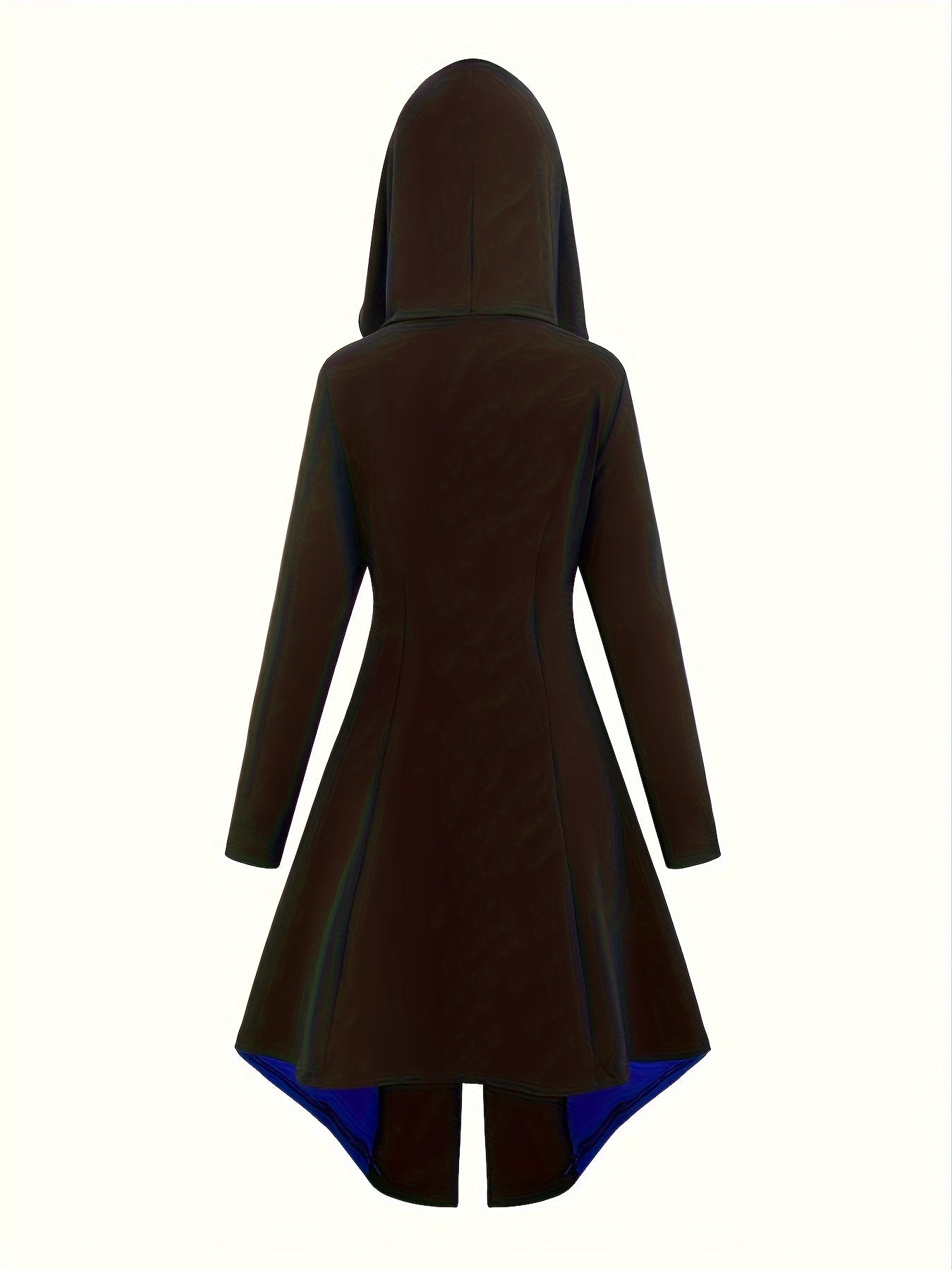 Plus Size Colorblock Zip Front Hooded Dress, Vintage Gothic Eyelet Detail Long Sleeve Dress, Women's Plus Size Clothing