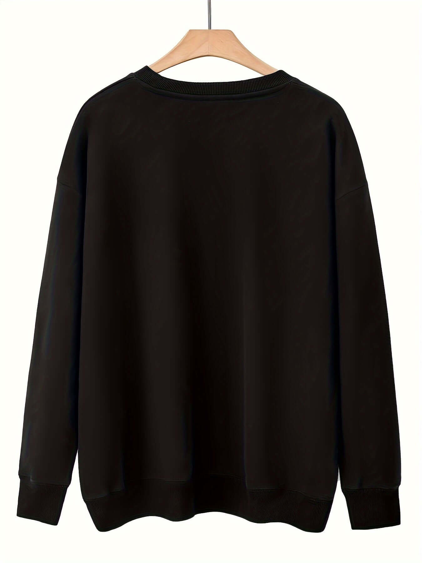 Sudadera con estampado de café de talla grande, sudadera informal de cuello redondo y manga larga