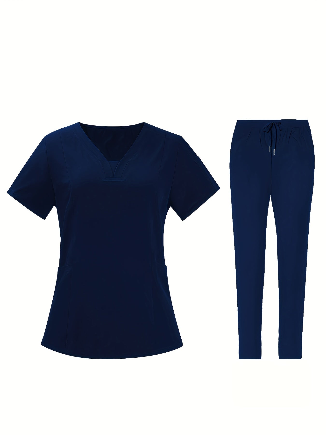 Conjunto médico de dos piezas con cuello en V, manga corta y pantalones elásticos, cómodo y de ajuste cómodo para mujeres | Uniformes médicos duraderos y de fácil cuidado para profesionales de la salud