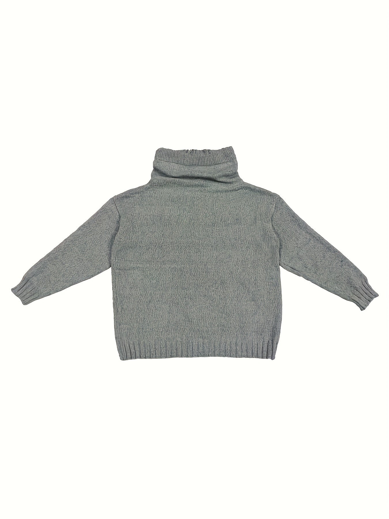 Suéter de punto con cordón ajustable de talla grande: blusa informal de manga larga con cuello vuelto y bolsillo tipo canguro