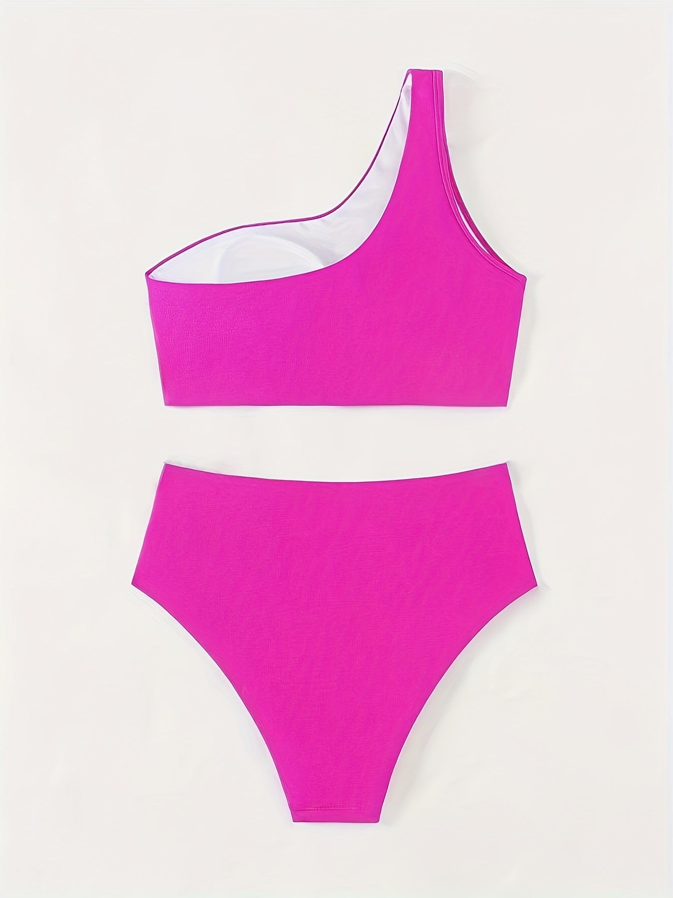 Women'S Sexy One-Shoulder Black Bikini Set - High Stretch Polyamide & Elastane, Solid Color Swimsuit with Frill Detail, Sleeveless, Swimwear Essentials | One Shoulder Bikini | Stretchy Fabric