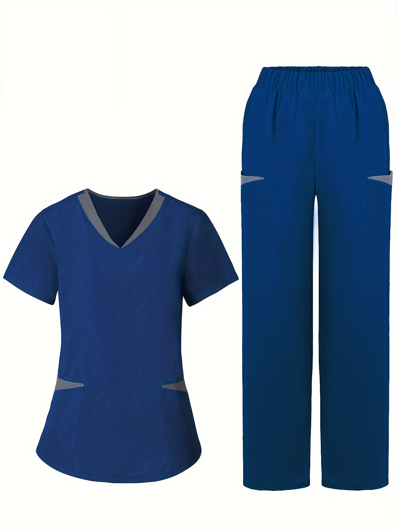 Conjunto de uniforme médico con ribete en contraste moderno: 2 piezas