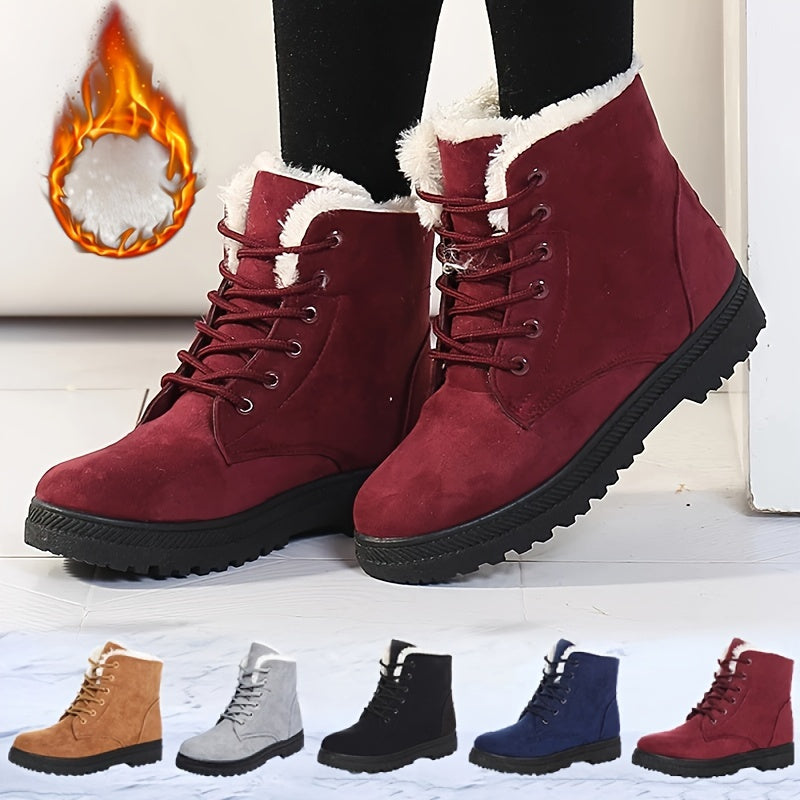 Botas de nieve cálidas para mujer, zapatos de invierno cálidos y cómodos, botas altas clásicas antideslizantes para exteriores
