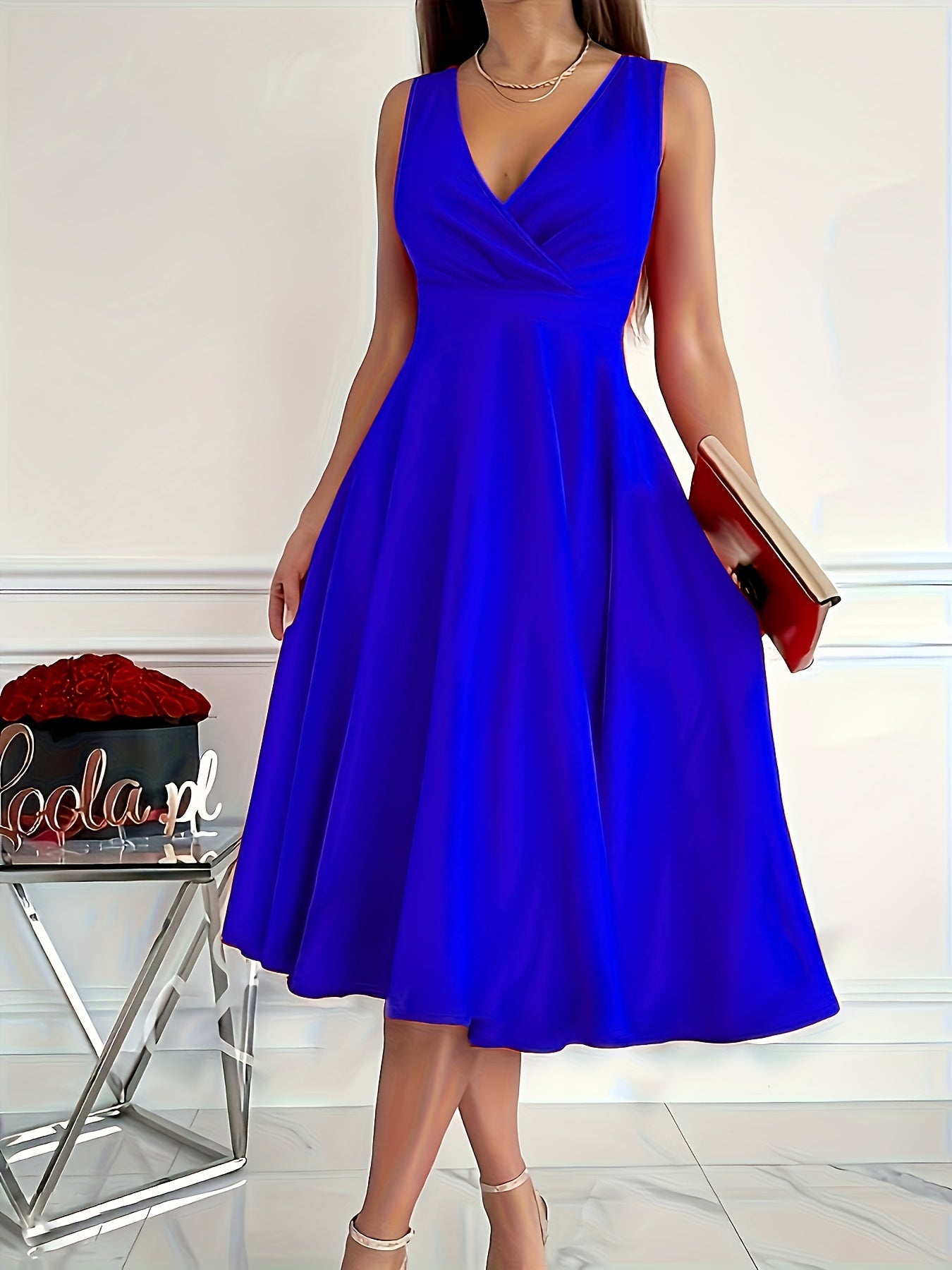 Plus Size Elegant Peplum Tank Dress - Crisscross Neck, Medium Stretch, Solid Color, Casual and Comfortable for Spring, Summer, and Fall - Womens Plus Size Clothing