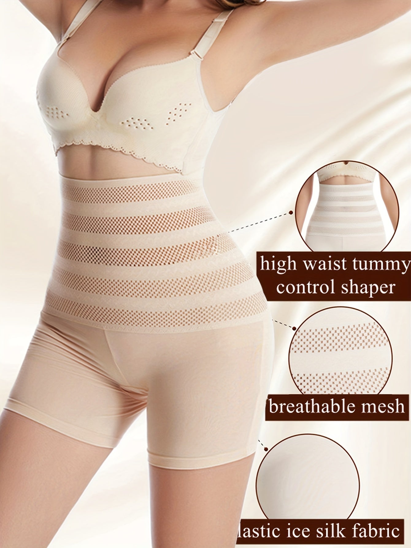 Plus Size Womens Sculpting Jegging Shorts - High Waist Tummy Control, Butt Lifting, Comfortable Polyester Knit Fabric, Solid Color, Shaping and Smoothing Underwear for a Flattering Silhouette