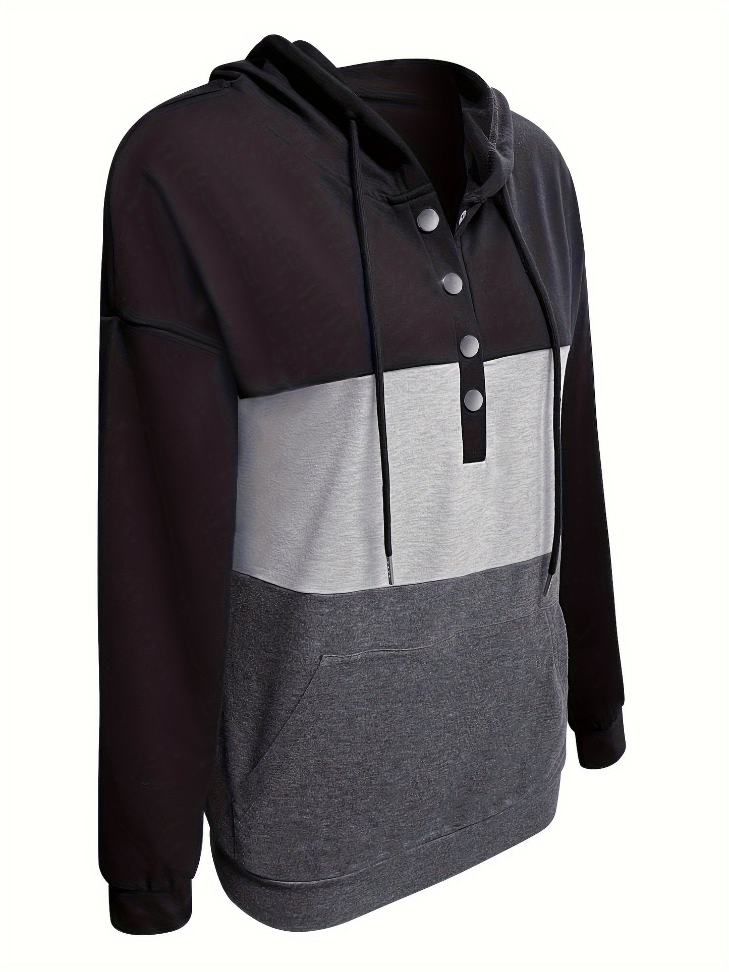 Vibrant Color Block Kangaroo Pocket Hoodie - Soft, Casual, Long Sleeve Drawstring Hooded Sweatshirt with Relaxed Fit - Women's Comfortable Everyday Wear