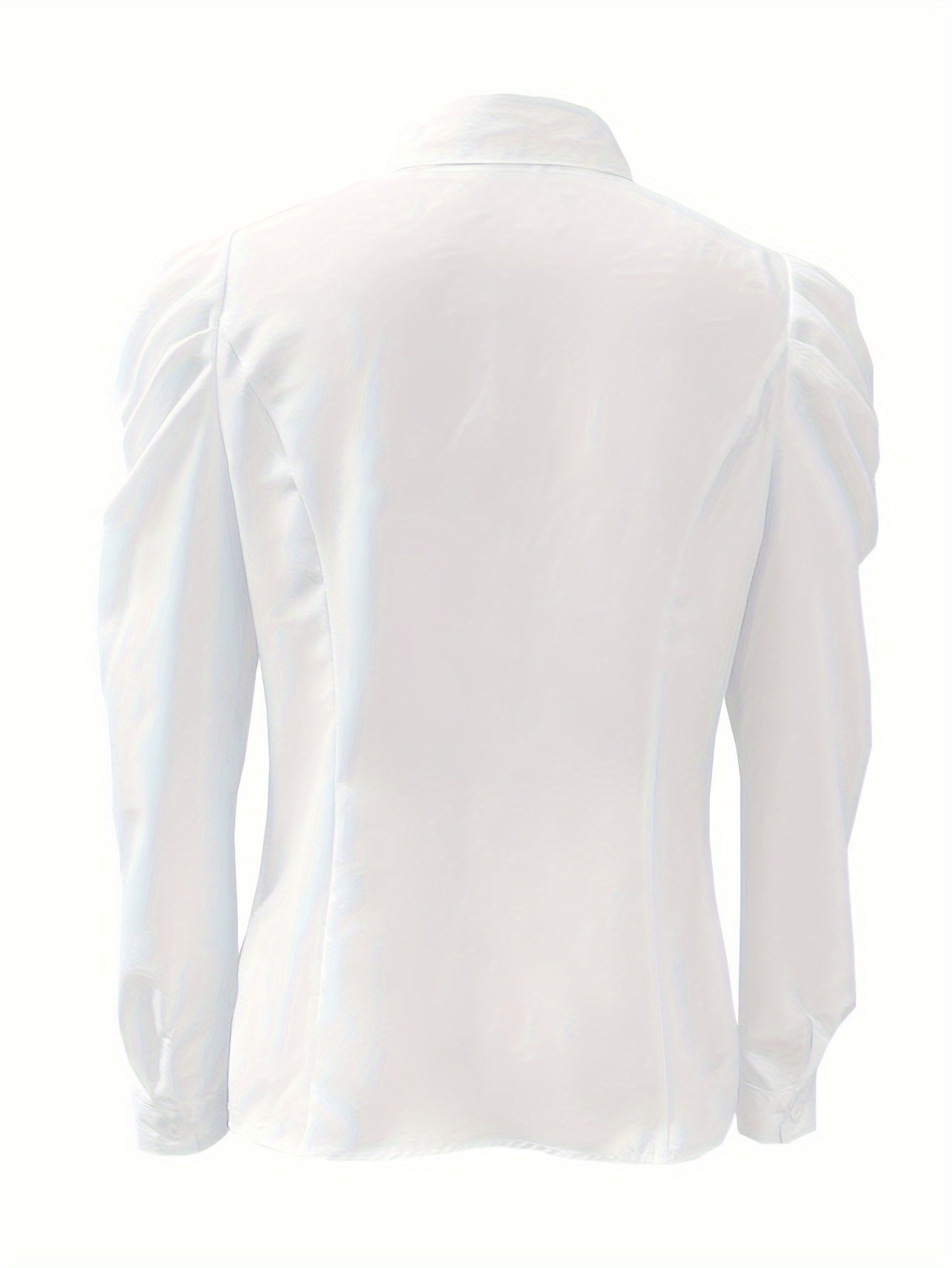 Elegant Slim-Fit Puff Sleeve Shirt | Versatile Year-round Style, Semi-Sheer Woven Fabric, Single-Button Closure - Women's Fashion