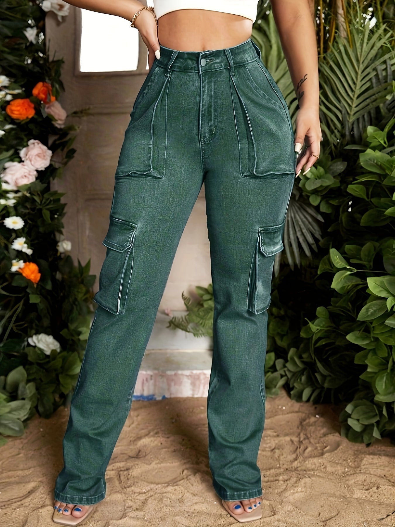 Stylish Multi-Pocket Loose Fit Cargo Jeans