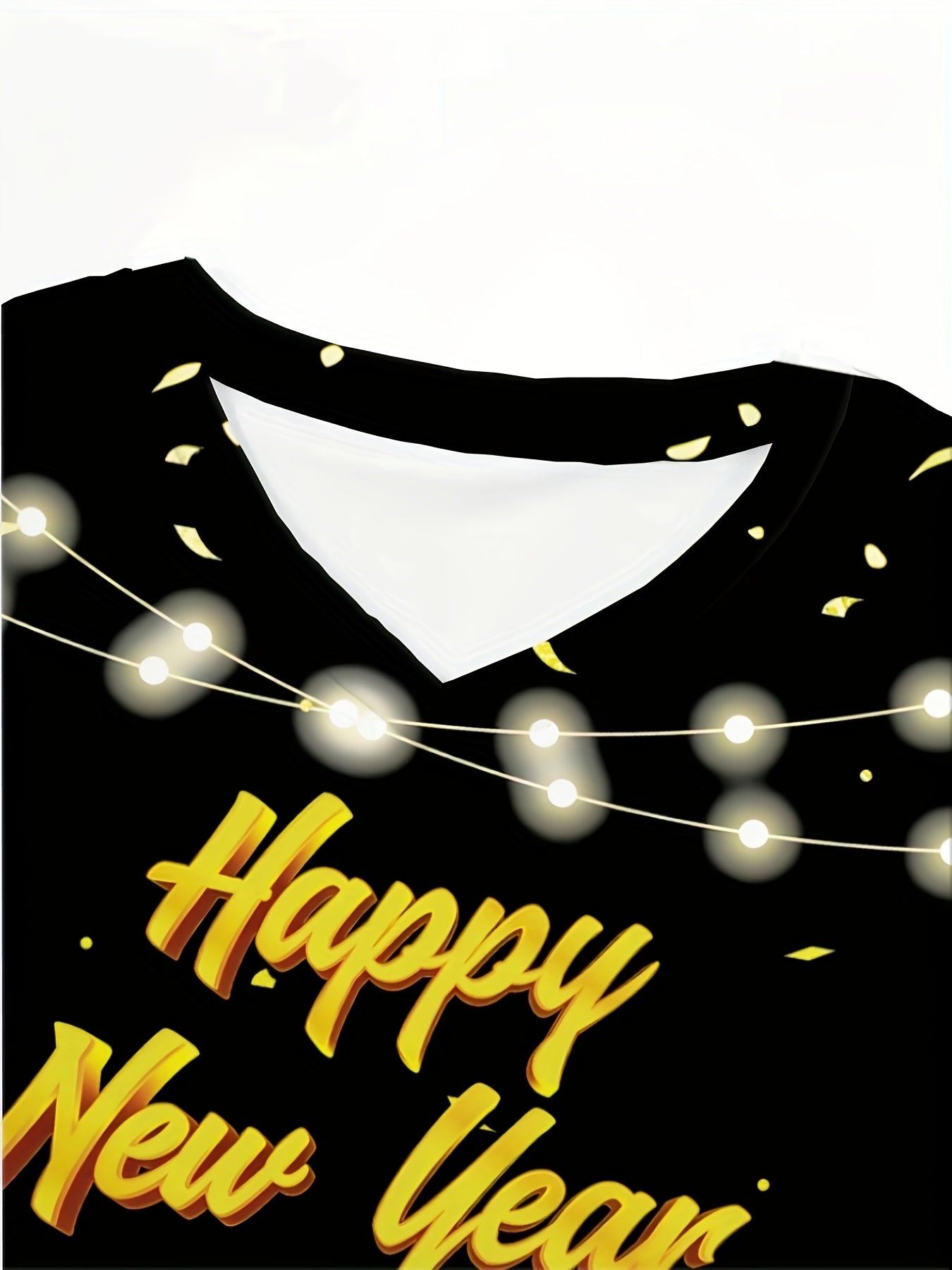 1pc 2025 Happy New Year Fireworks Design Women'S V-Neck Short Sleeve Top, Casual Comfort Medical Scrub with Pockets, Color Block Knit Polyester Fabric, All-Season Nurse Uniform