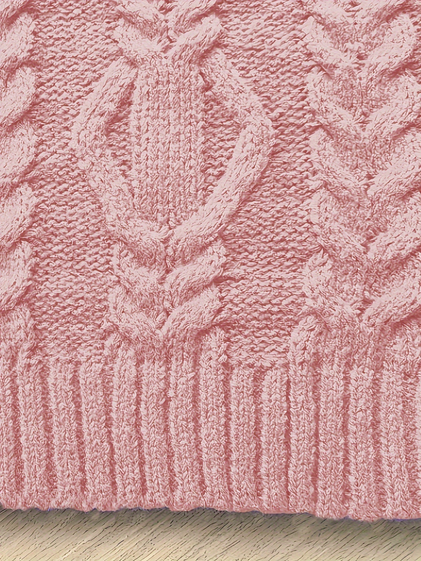 Cozy Solid Color Cable Knit Sweater for Women - Elegant Turtleneck Polyester Fall/Winter Essential