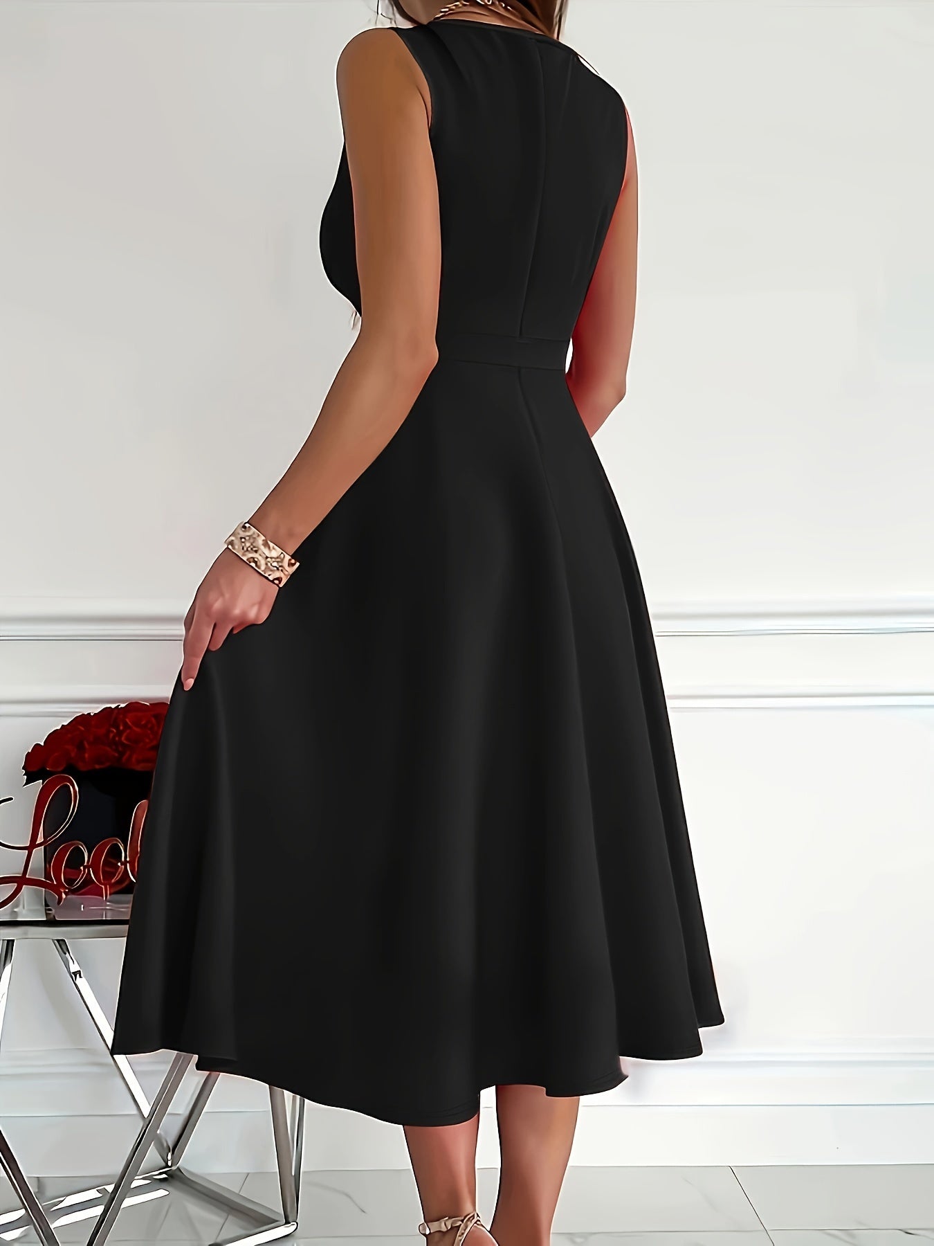 Plus Size Elegant Peplum Tank Dress - Crisscross Neck, Medium Stretch, Solid Color, Casual and Comfortable for Spring, Summer, and Fall - Womens Plus Size Clothing