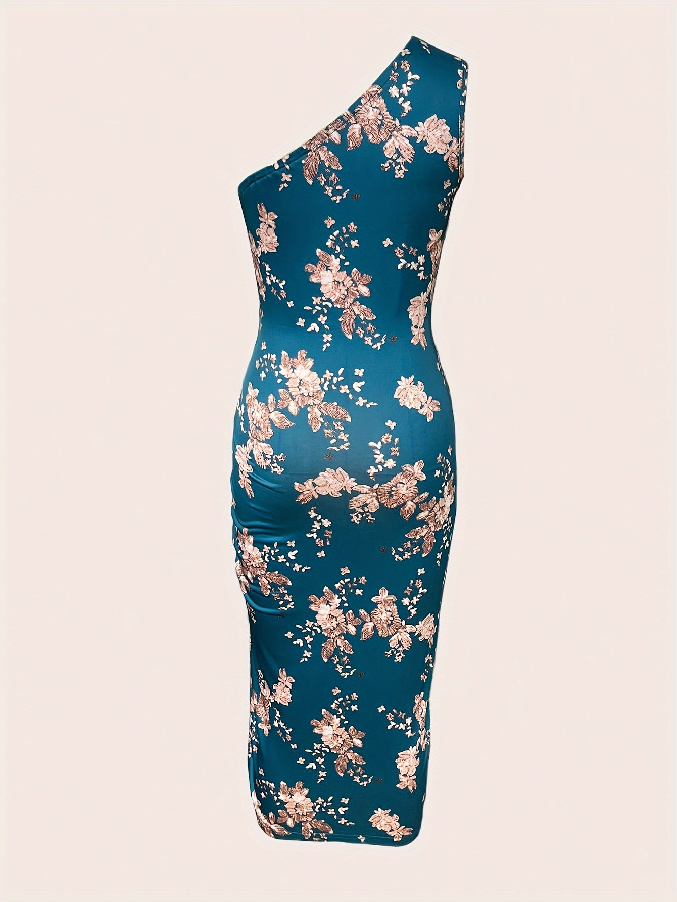 Vibrant Floral Print One Shoulder Ruched Dress - Elegant Sleeveless Asymmetrical Split Thigh Design, Chic Vacation Clothing for Women, Perfect for Summer Getaways, Beach Trips, and Outdoor Events