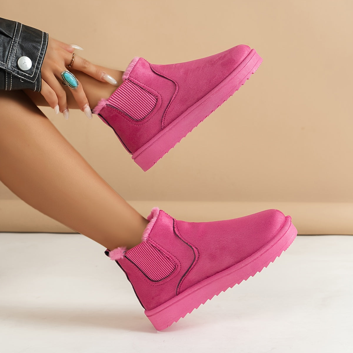 Cozy Women's Ankle Boots - Soft Plush Lined, Slip-On Design, Comfortable Winter Boots with Casual Style, Perfect for Cold Weather - LuxyXO