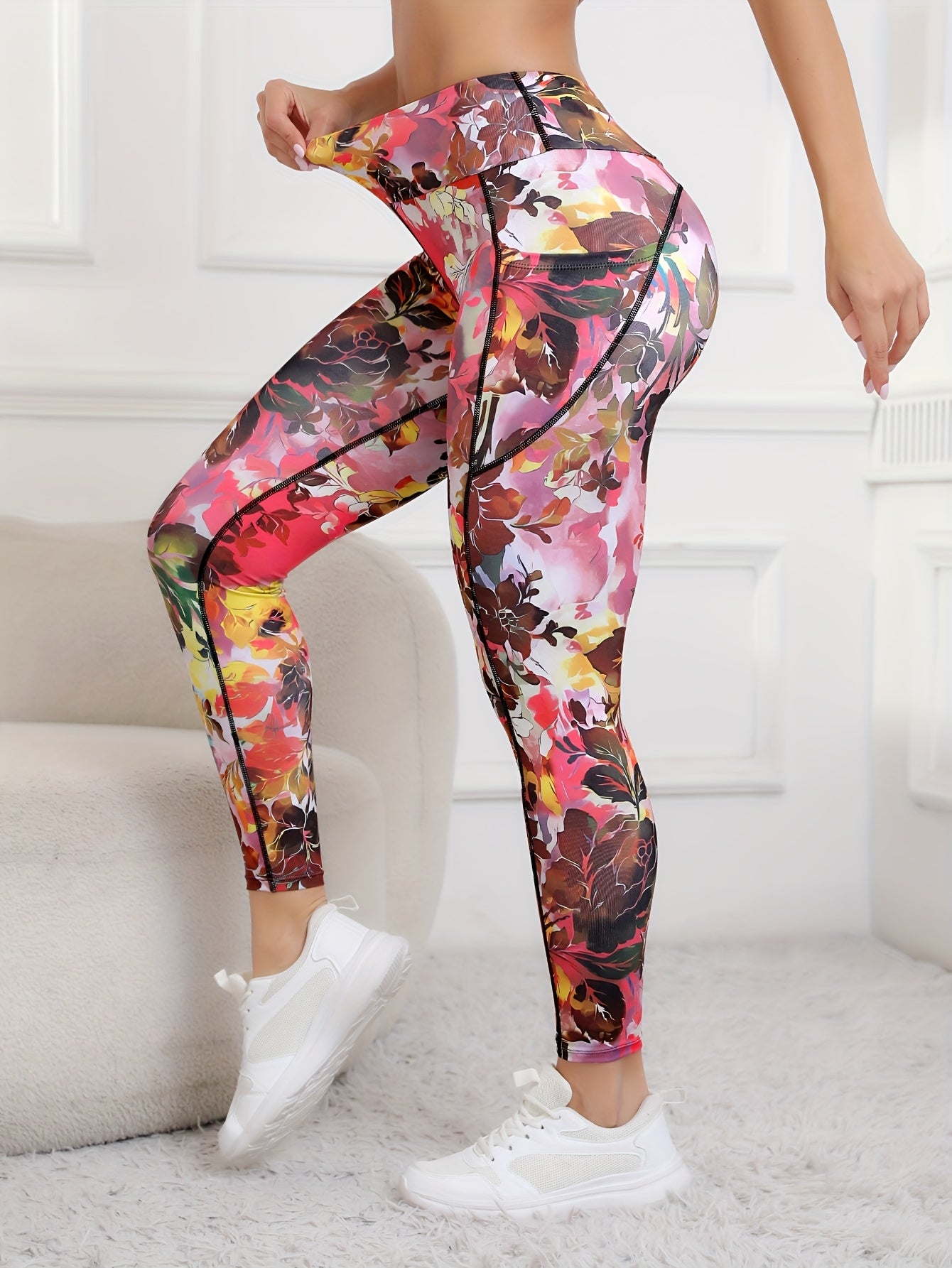 Women's High-Stretch Yoga Leggings with Pockets - Breathable, Non-See-Through Activewear for Fitness & Training