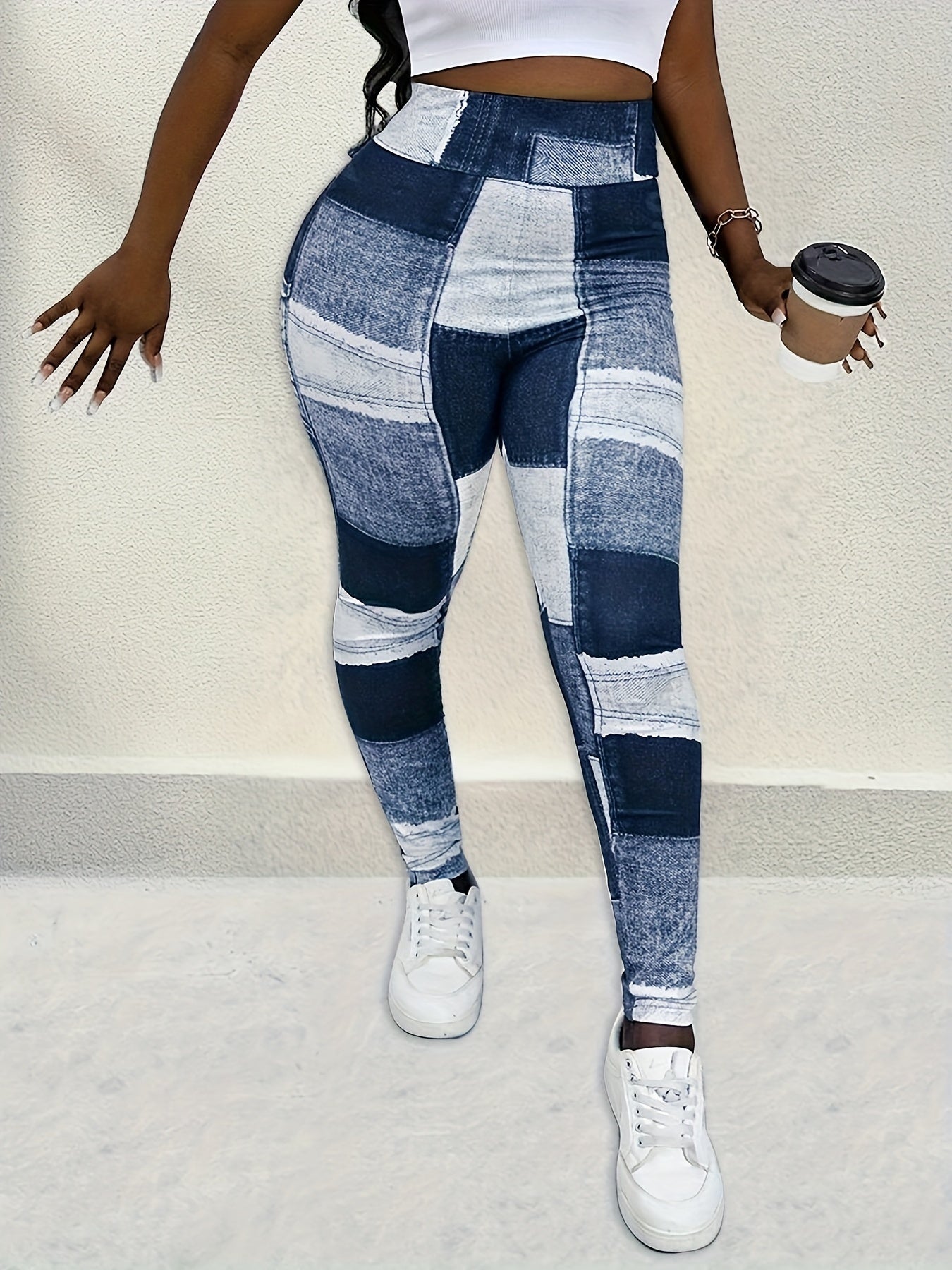 Plaid Pattern Yoga Pants, Stretchy Running Workout Sports Fitness Leggings, Women's Activewear