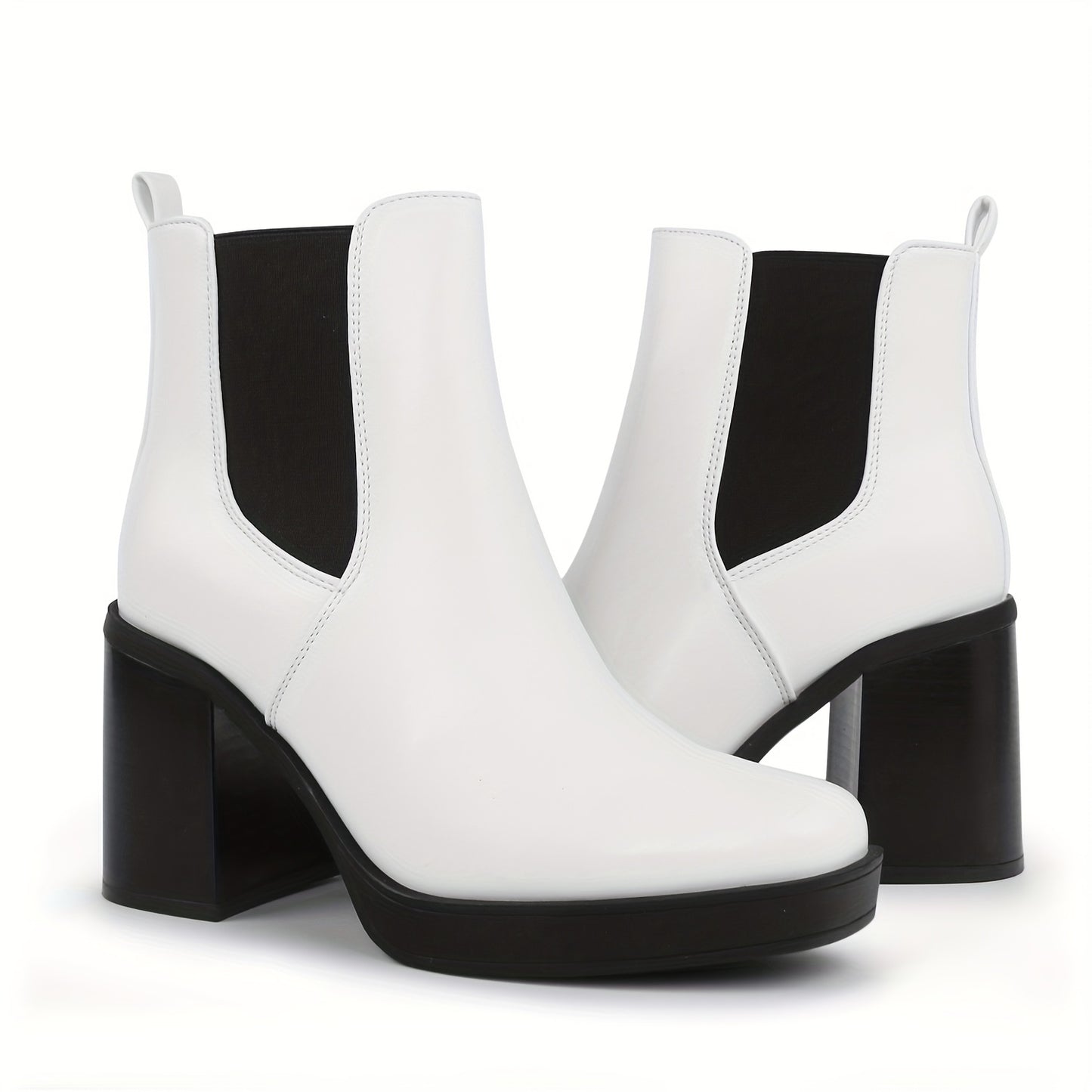 Women's Chunky High Heel Square Toe Ankle Booties