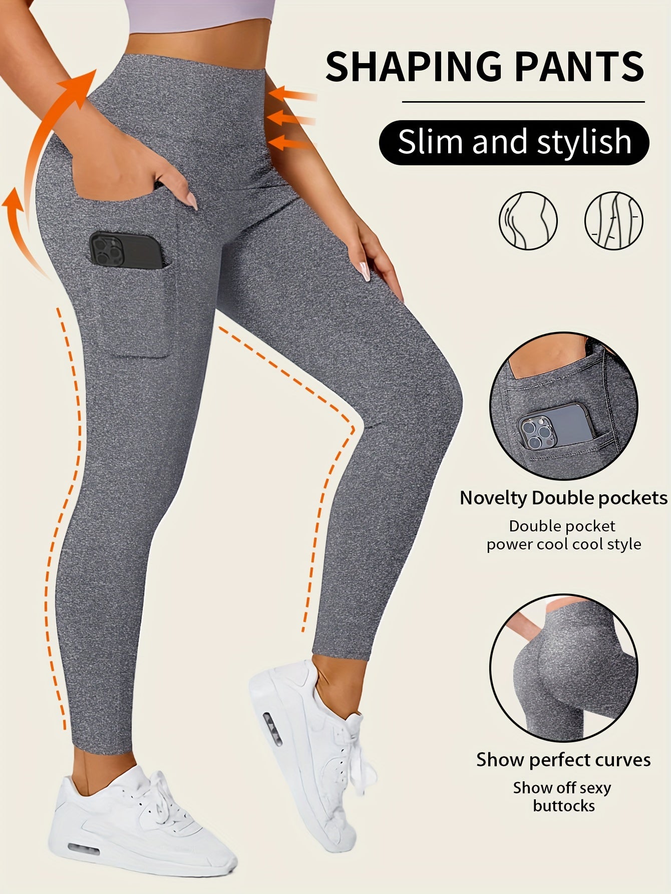 Butt-Lifting High-Waisted Seamless Leggings - Sculpting, Smoothing, and Lifting Shapewear with Phone Pockets and Four-Way Stretch Fabric - Women's Underwear and Shapewear for Comfort and Confidence