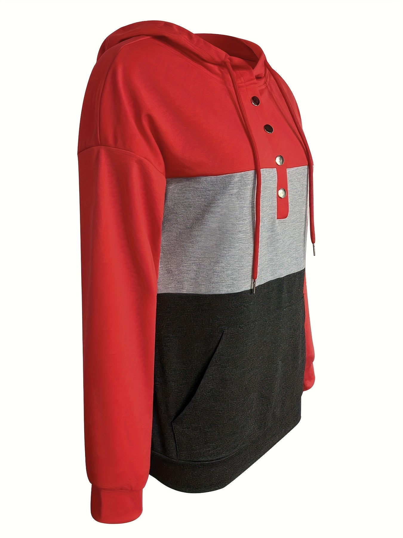 Vibrant Color Block Kangaroo Pocket Hoodie - Soft, Casual, Long Sleeve Drawstring Hooded Sweatshirt with Relaxed Fit - Women's Comfortable Everyday Wear