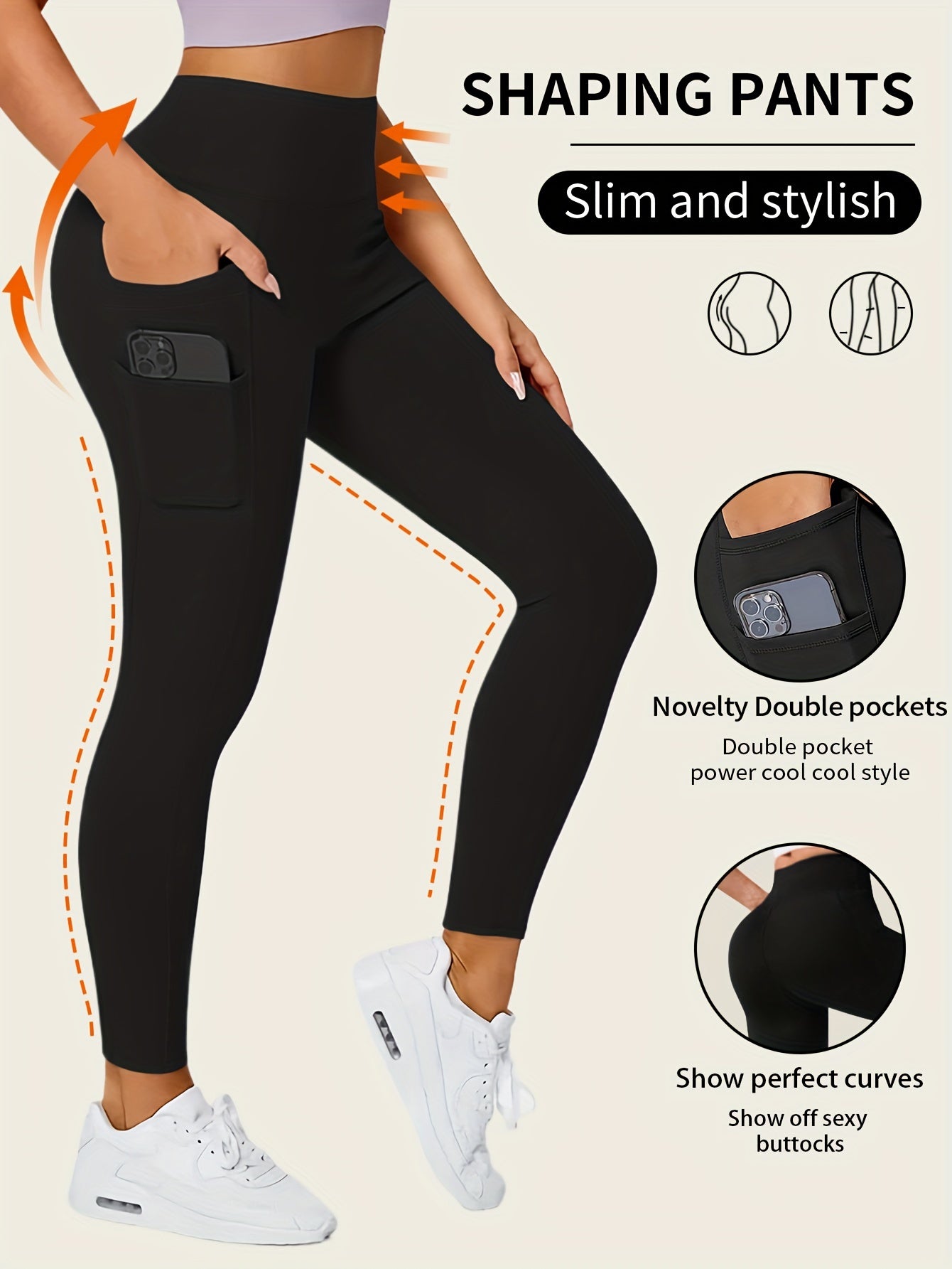 Butt-Lifting High-Waisted Seamless Leggings - Sculpting, Smoothing, and Lifting Shapewear with Phone Pockets and Four-Way Stretch Fabric - Women's Underwear and Shapewear for Comfort and Confidence