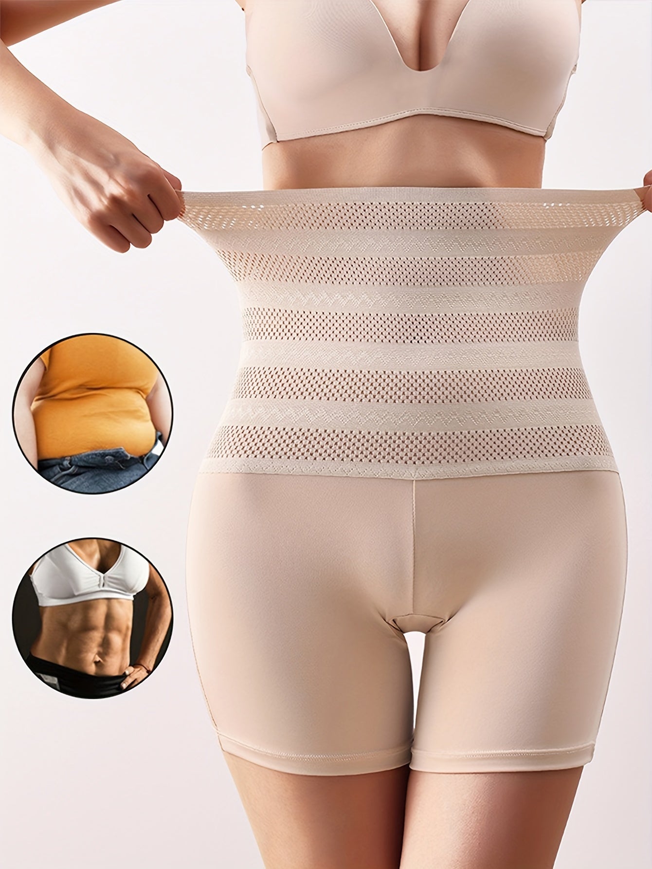 Plus Size Womens Sculpting Jegging Shorts - High Waist Tummy Control, Butt Lifting, Comfortable Polyester Knit Fabric, Solid Color, Shaping and Smoothing Underwear for a Flattering Silhouette