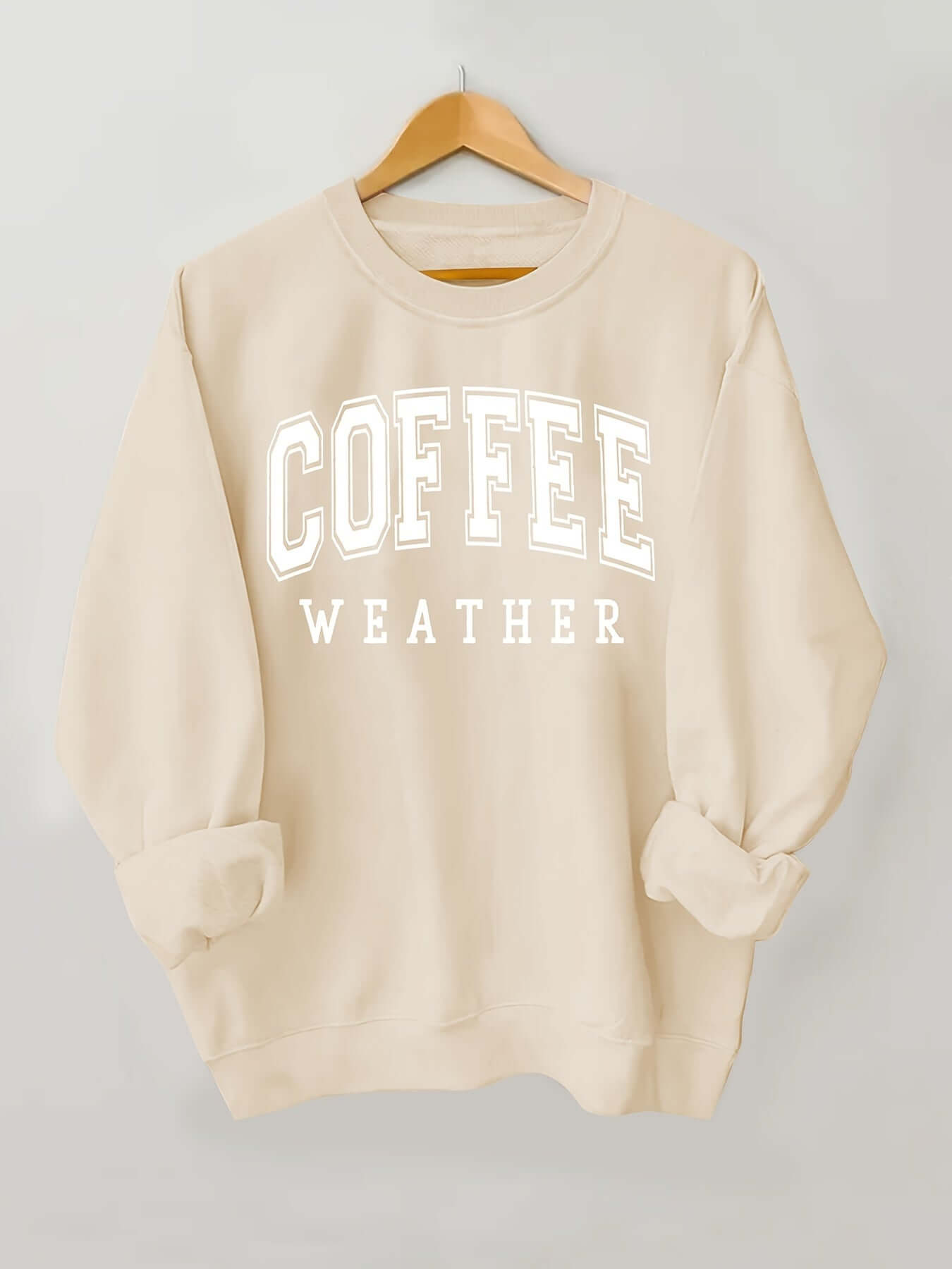 Sudadera con estampado de café de talla grande, sudadera informal de cuello redondo y manga larga