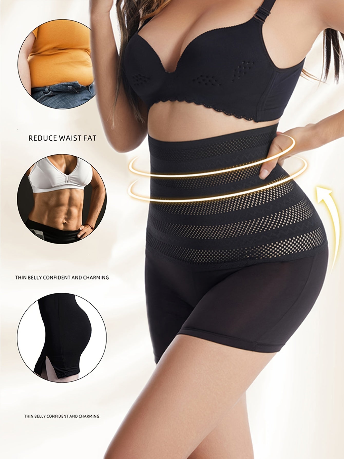Plus Size Womens Sculpting Jegging Shorts - High Waist Tummy Control, Butt Lifting, Comfortable Polyester Knit Fabric, Solid Color, Shaping and Smoothing Underwear for a Flattering Silhouette