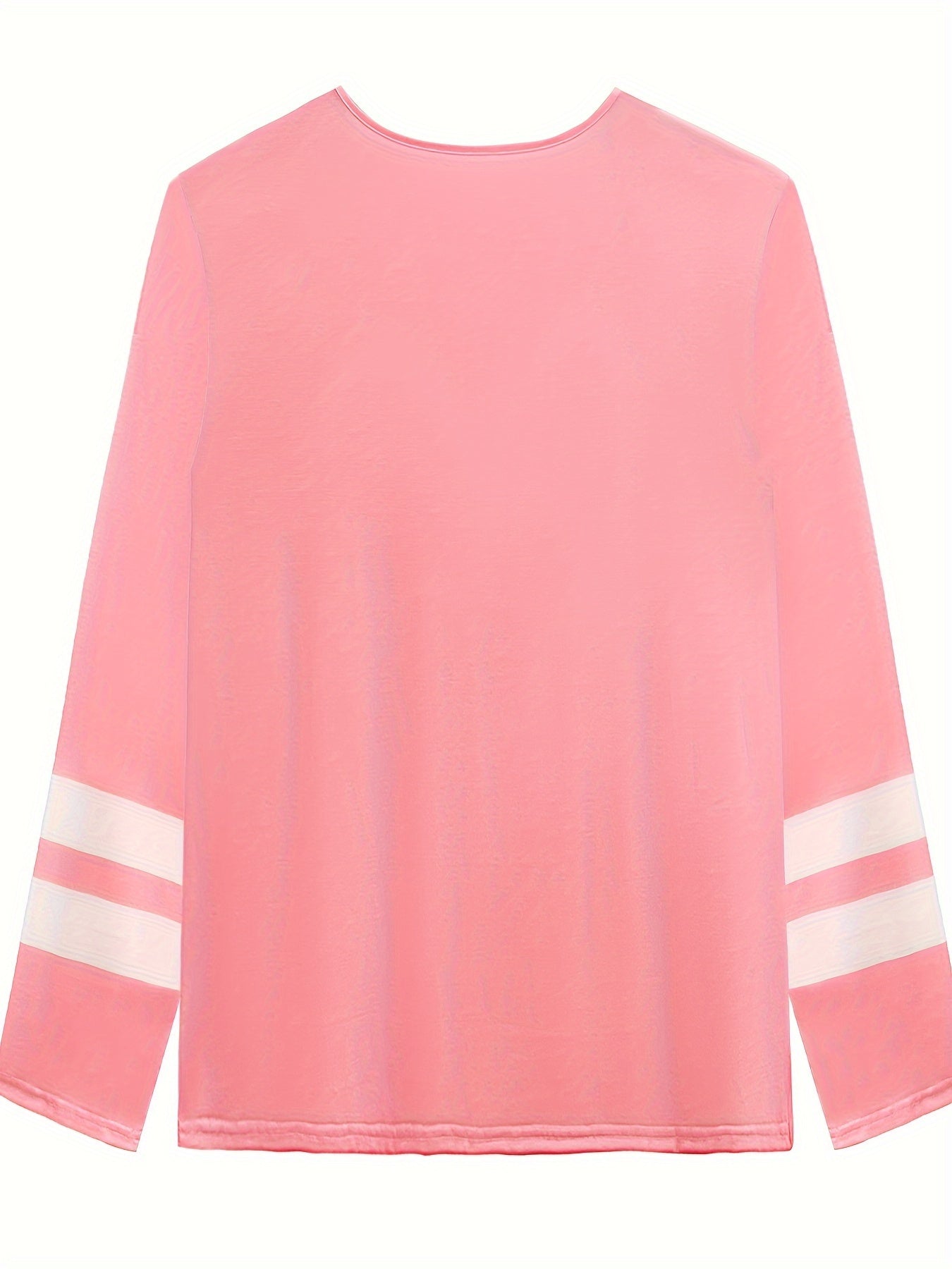 Plus Size Heart Print Crew Neck Long Sleeve T-Shirt - Soft, Comfortable, and Relaxed Fit - Women's Casual Clothing for Everyday Wear