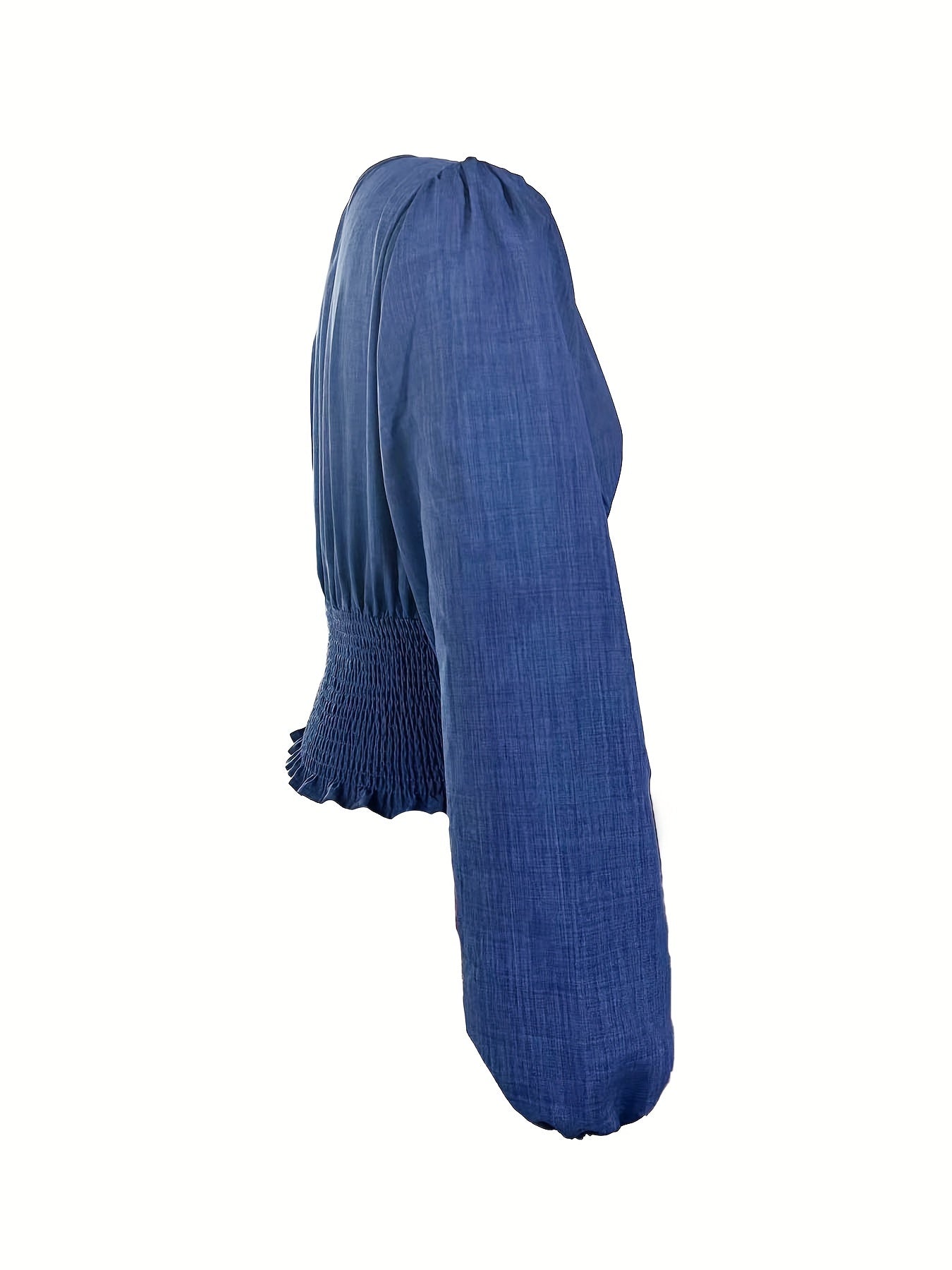 Blusa con escote cruzado y cintura fruncida, elegante blusa de manga larga con cintura ceñida para primavera y otoño, ropa de mujer