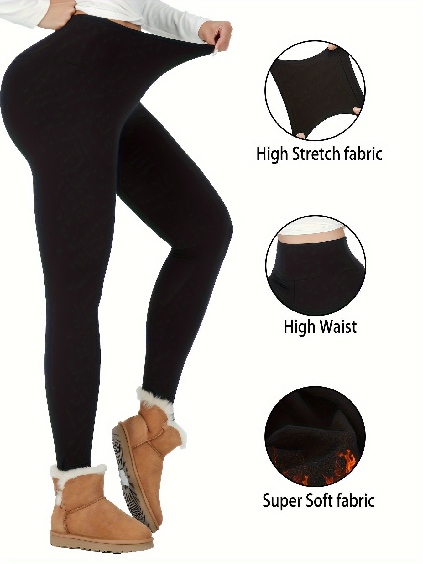 3pcs Thermal Fleece Lined High Waisted Womens Sports Leggings, Workout Winter Warm Thick Tights Soft Yoga Pants