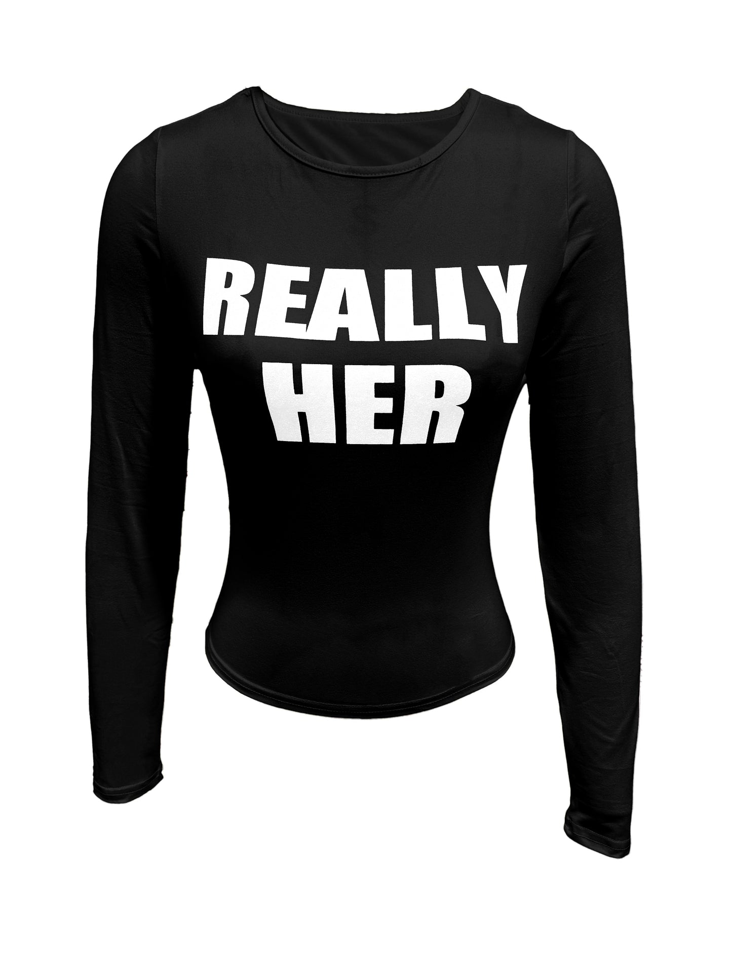 Letter Print Crew Neck T-shirt, Y2K Long Sleeve Top For Spring & Fall, Women's Clothing