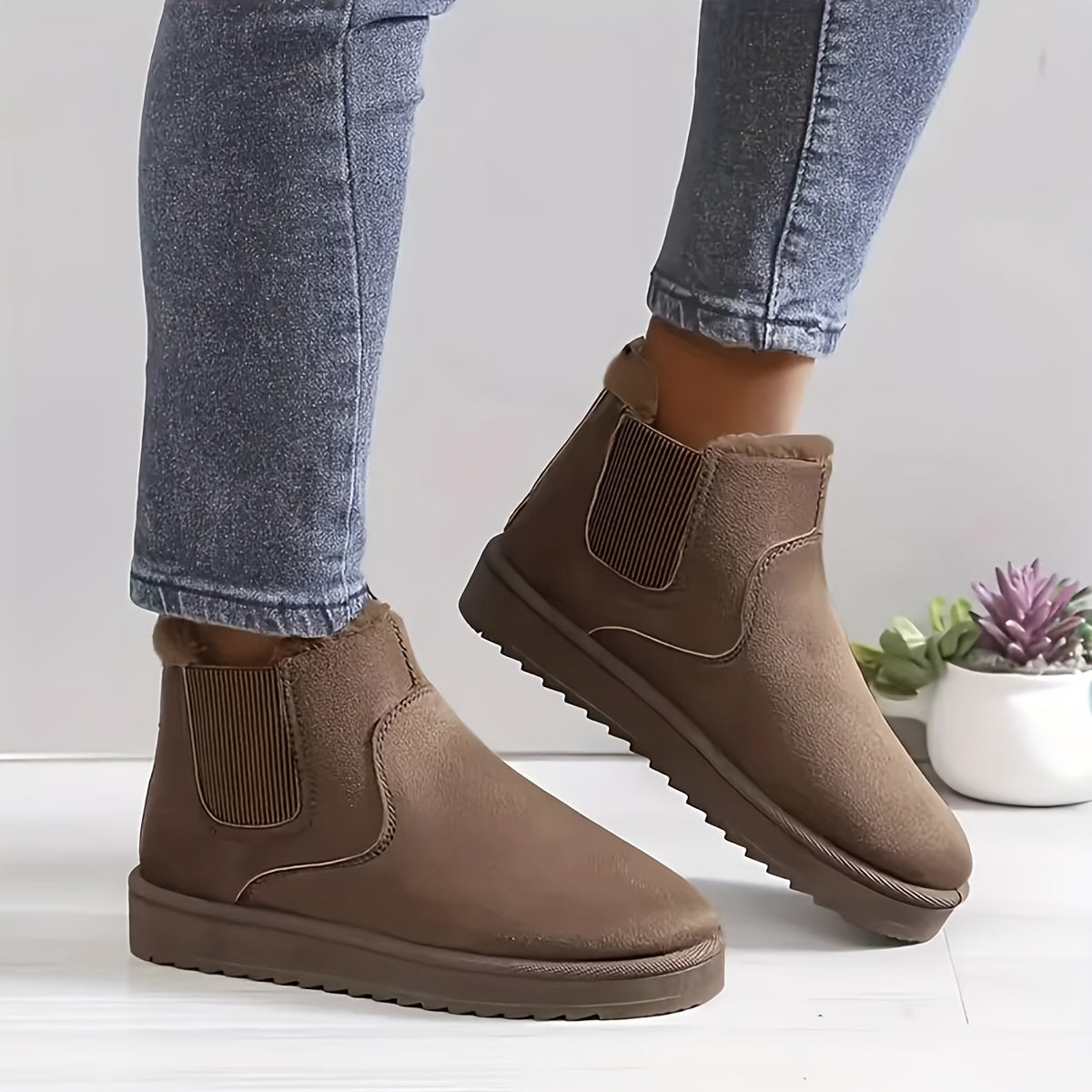 Cozy Women's Ankle Boots - Soft Plush Lined, Slip-On Design, Comfortable Winter Boots with Casual Style, Perfect for Cold Weather - LuxyXO