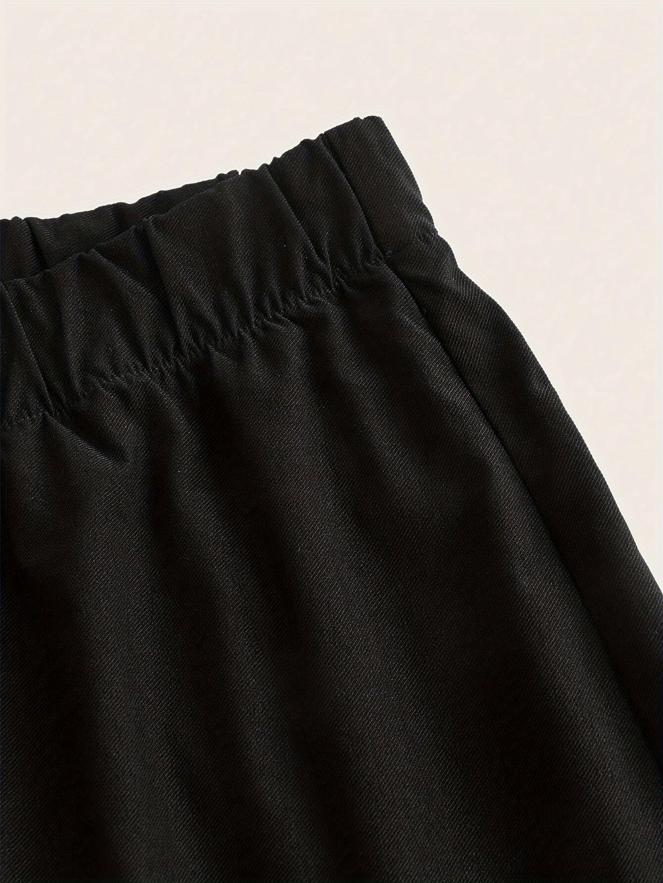 Women's Casual Polyester Wide Leg Cargo Pants with Elastic Waist and Flap Pockets