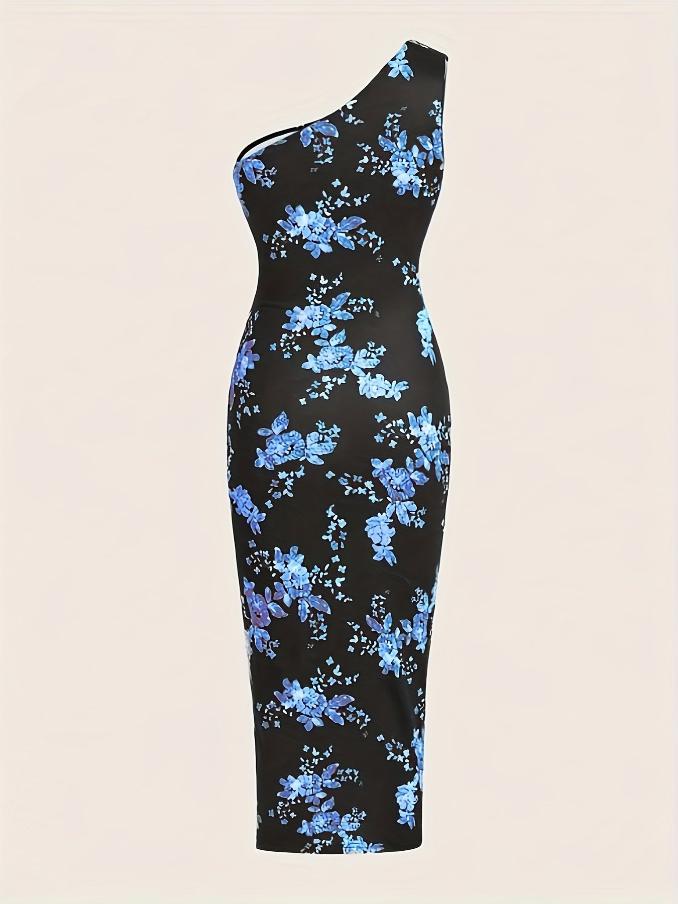 Vibrant Floral Print One Shoulder Ruched Dress - Elegant Sleeveless Asymmetrical Split Thigh Design, Chic Vacation Clothing for Women, Perfect for Summer Getaways, Beach Trips, and Outdoor Events