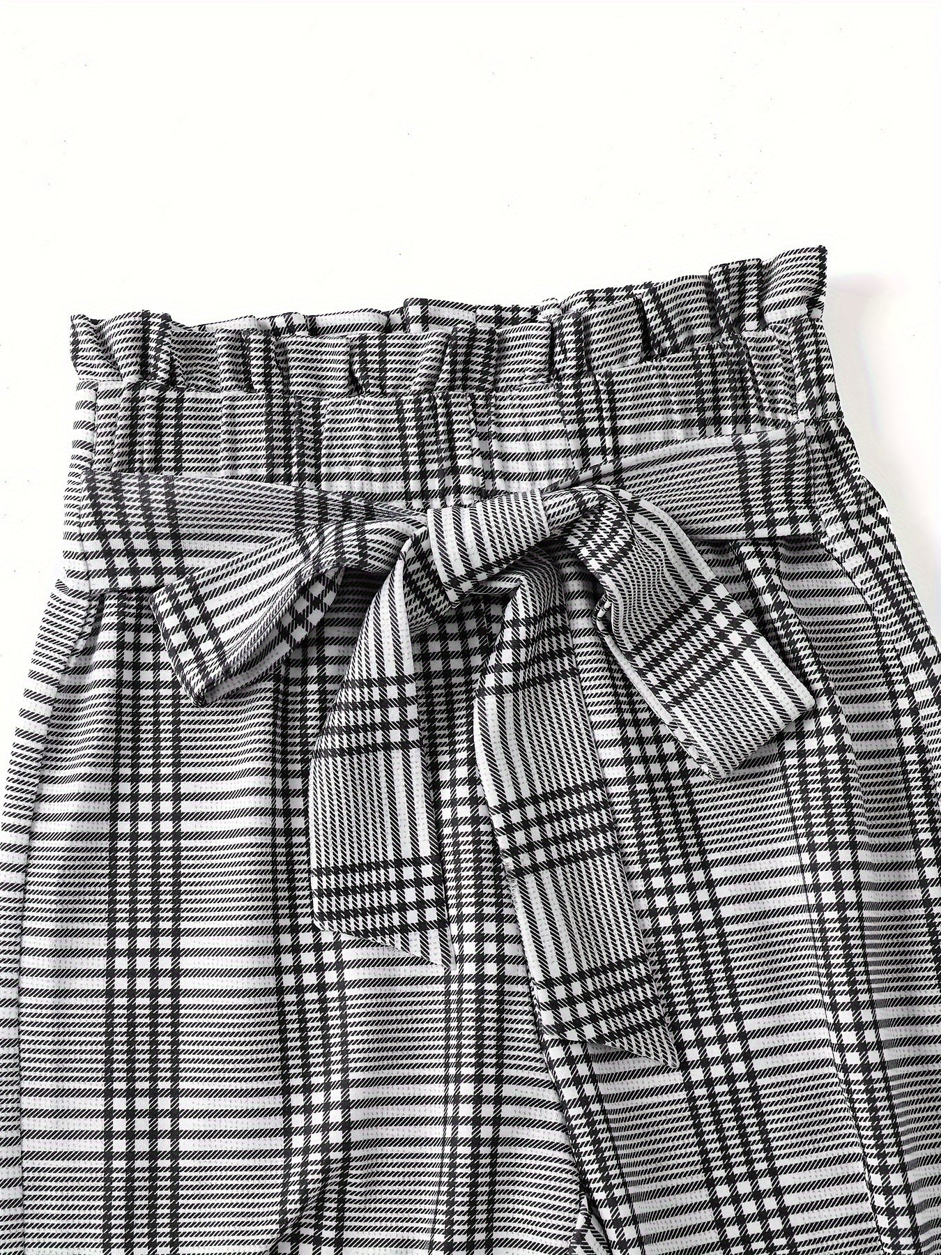 Stylish Plaid Pattern High Waist Tie Waist Pants - Women's Elegant Versatile Spring & Summer Pants with Comfortable Fit - Perfect for Casual Outings and Daily Wear