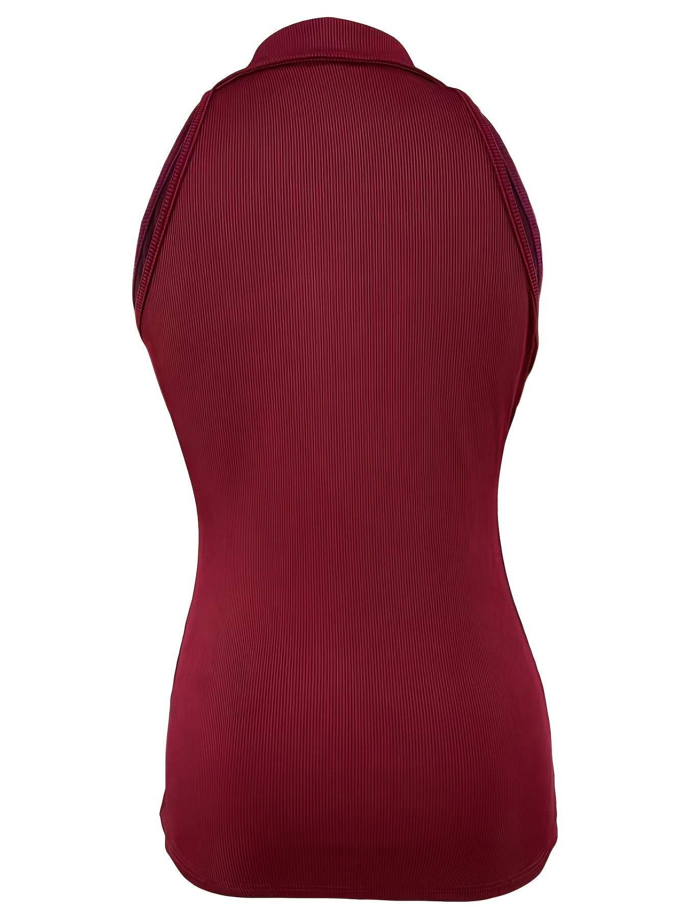 Sexy Ribbed Half Zip Up collar Tank Top