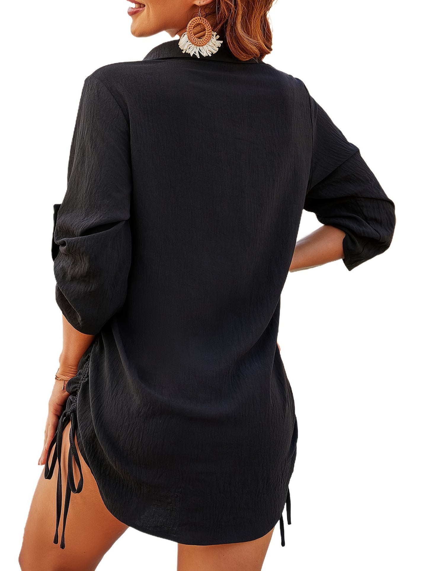 Blusa de mujer de color liso con cordón