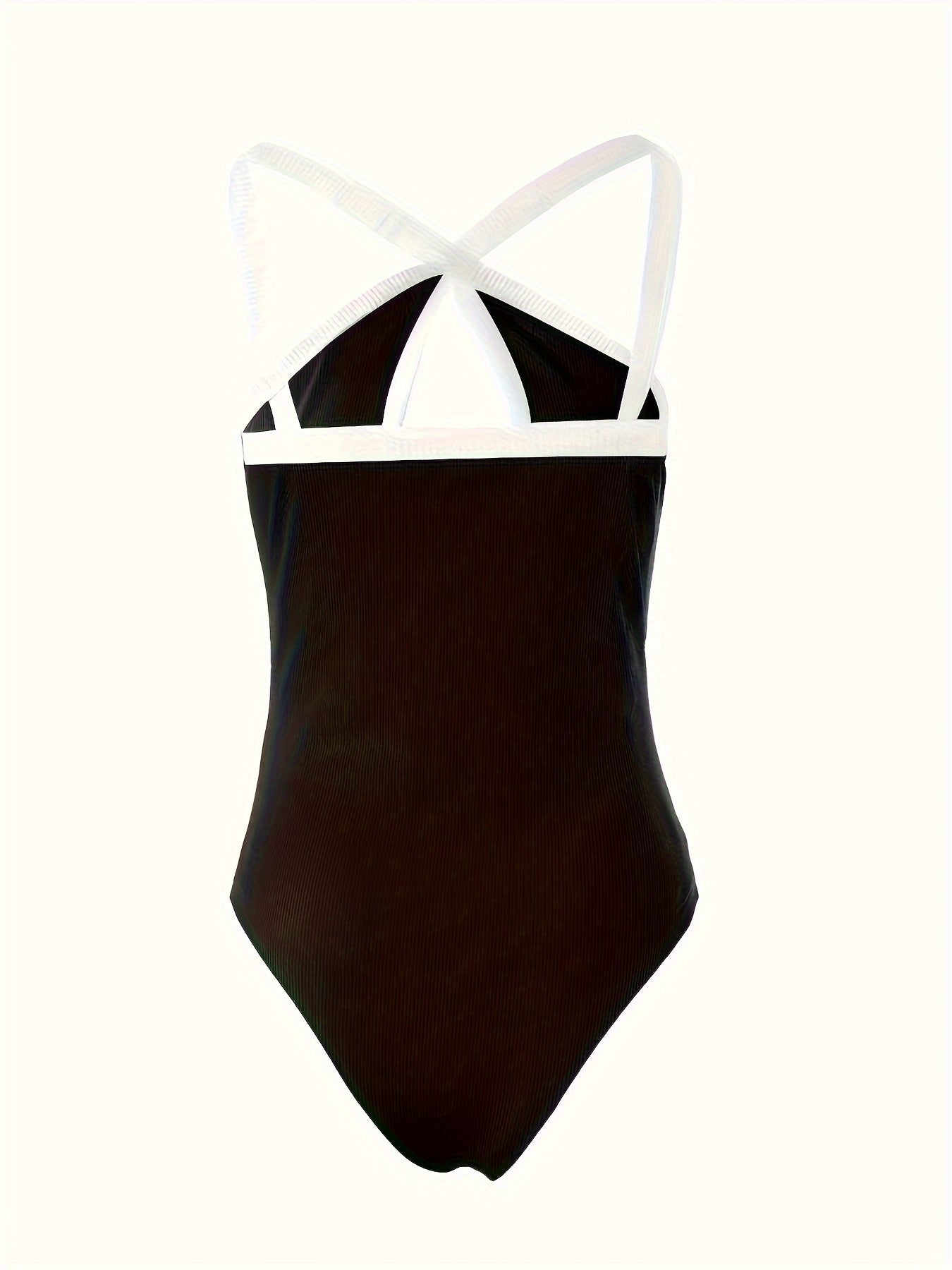 Chic Colorblock Bodysuit with Crisscross Detail - Sleeveless, Figure-Hugging, Ideal for Evening Wear