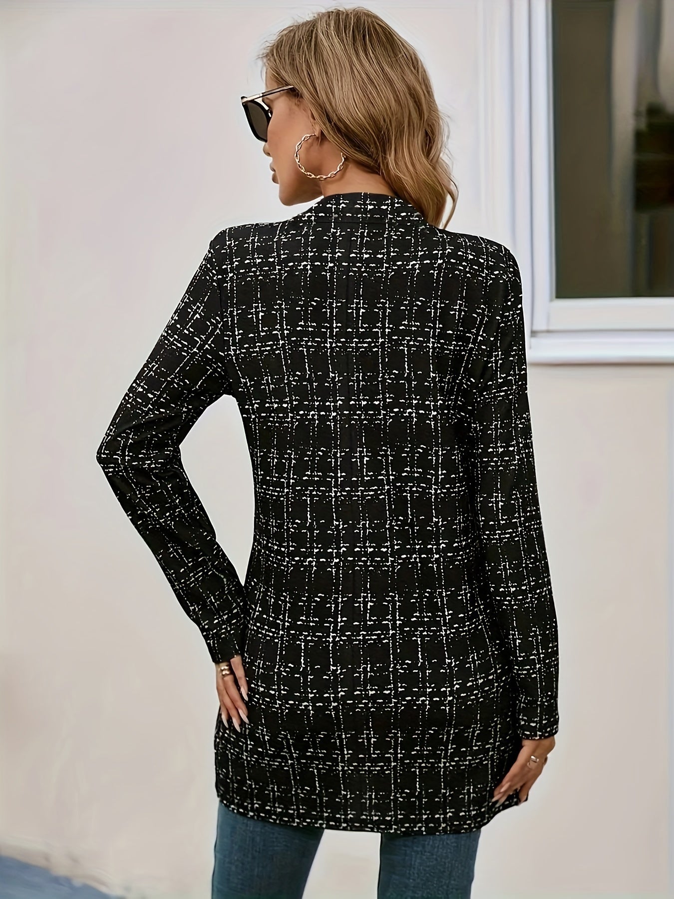 Stylish Colorblock Open Front Long Sleeve Blazer - Elegant, Versatile, and Comfortable Office Wear for Women - Perfect for Work, Business Meetings, and Formal Events